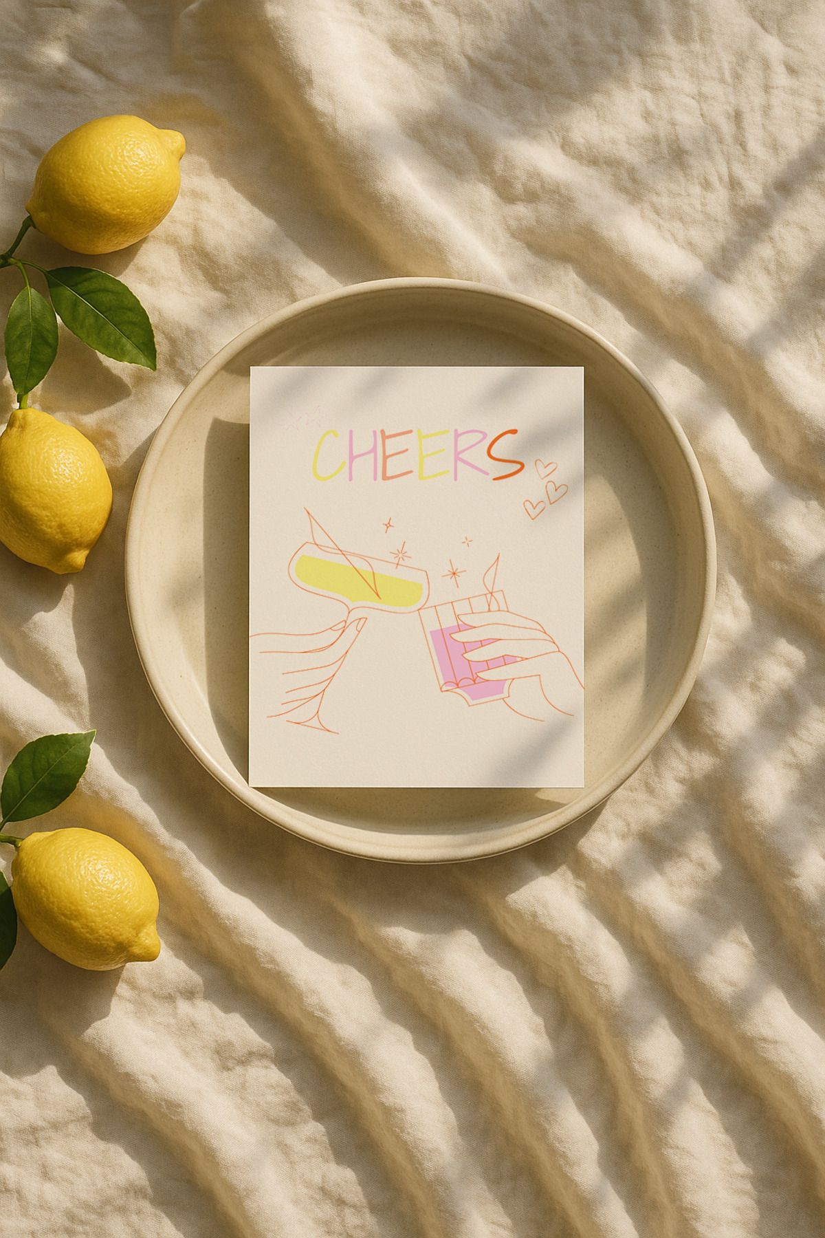 DES VU PRINT Cheers, Kokteyl Mutfak Temalı Çerçevesiz Poster