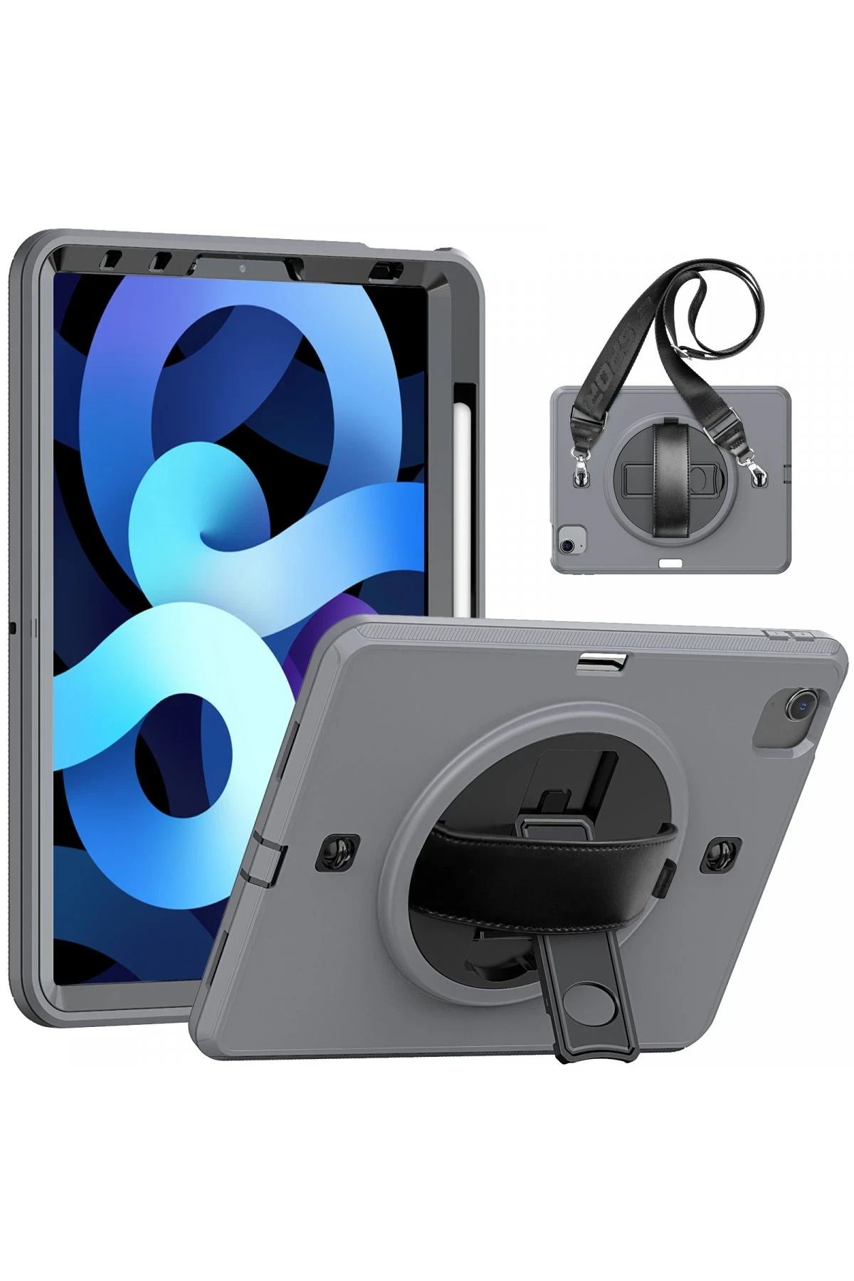 CepteToptan iPad Pro 11 (2020) Kılıf Strap-C Otterbox Tablet Kapak - Gri