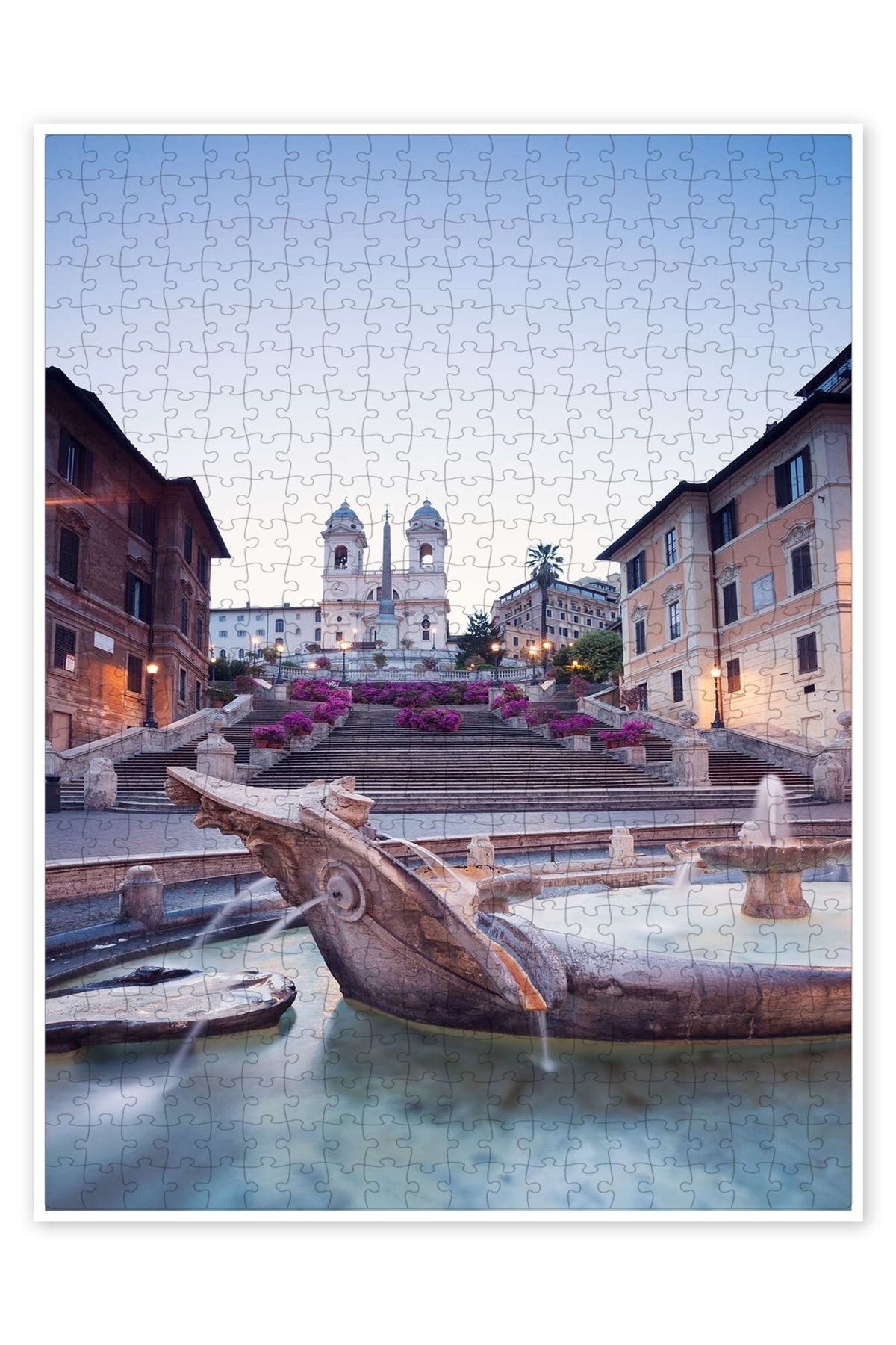 Jeronkarji Bernini Çeşmesi'nden Görünüm, Roma, İtalya I 500 Parça Puzzle Yapboz Şehir Manzara Temalı Hobilik