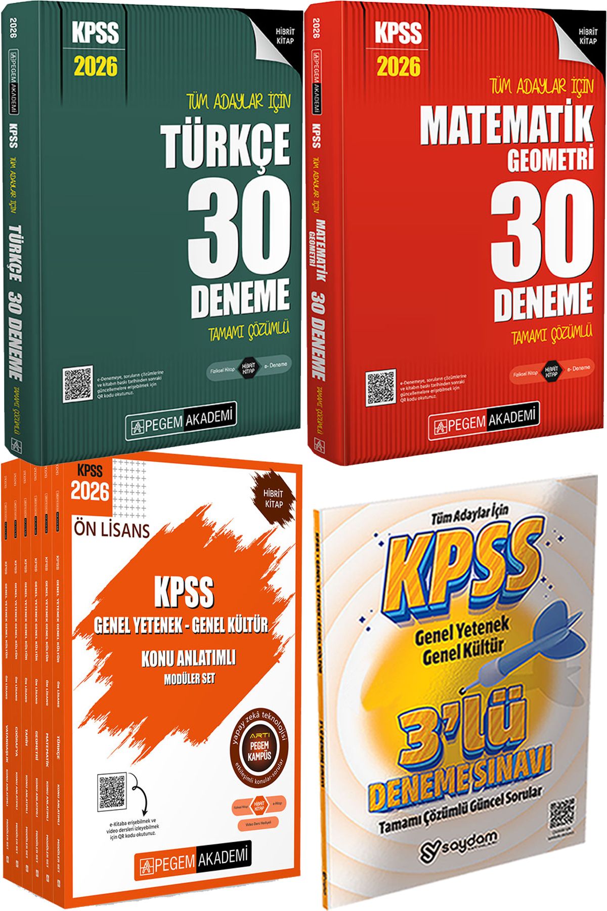 Pegem Akademi Yayıncılık 2026 KPSS Türkçe Matematik 30 Deneme - 2026 KPSS Ön Lisans Konu Modüler Set + 3 Deneme