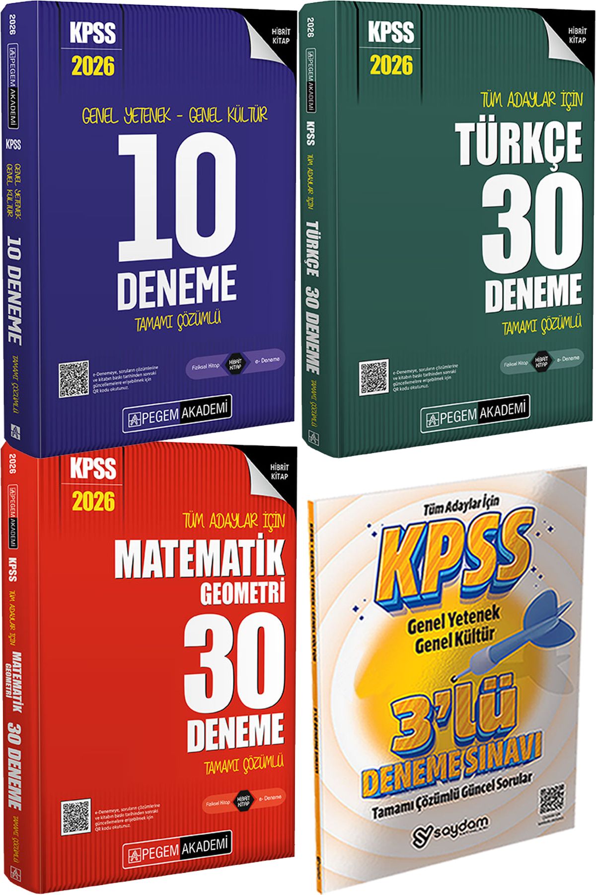 Pegem Akademi Yayıncılık 2026 KPSS Tamamı Çözümlü 10 Deneme - 2026 KPSS Türkçe Matematik 30 Deneme + 3 Deneme