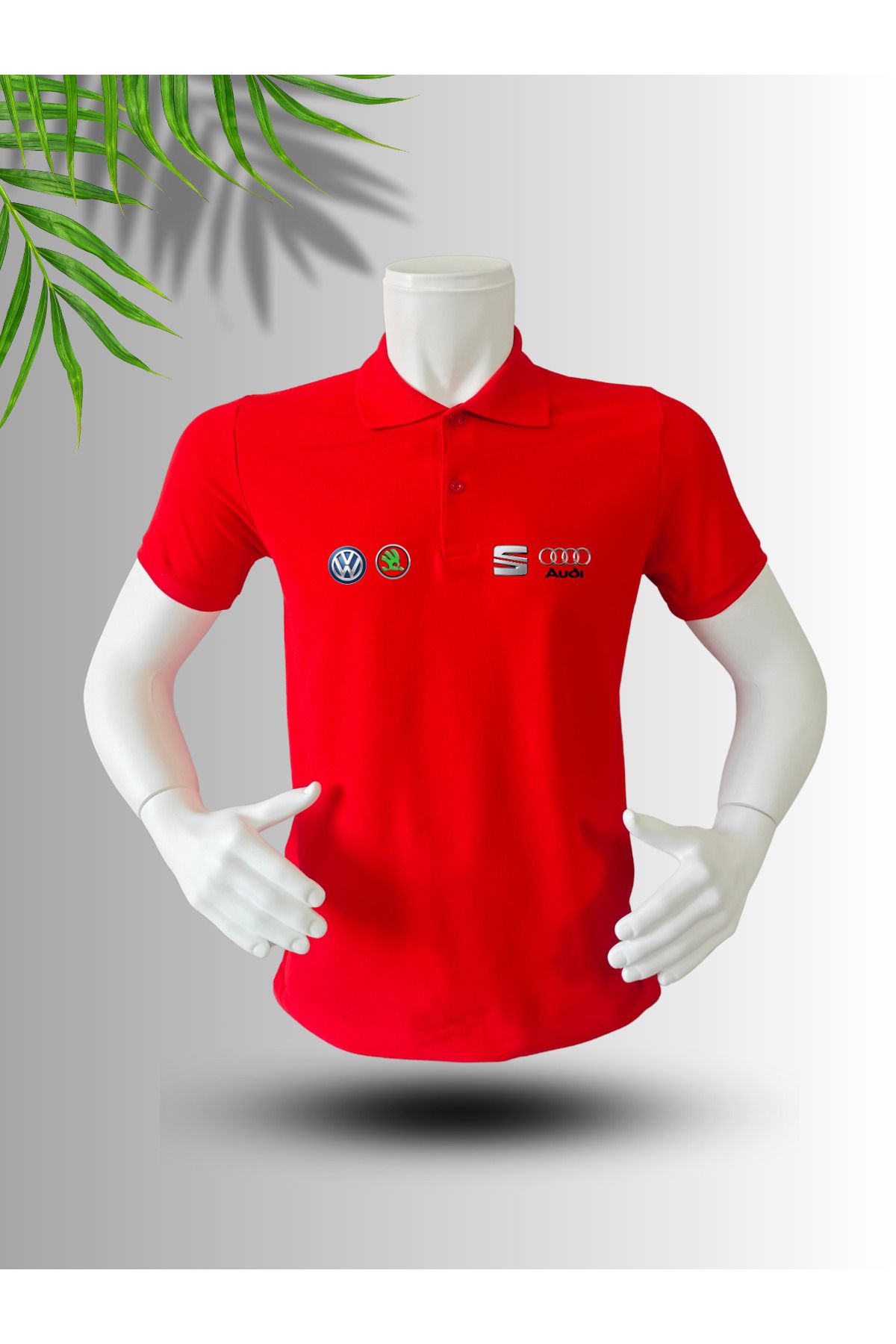 dafri VW SEAT SKODA AUDİ LOGO BASKILI POLO YAKA PAMUK TİŞÖRT