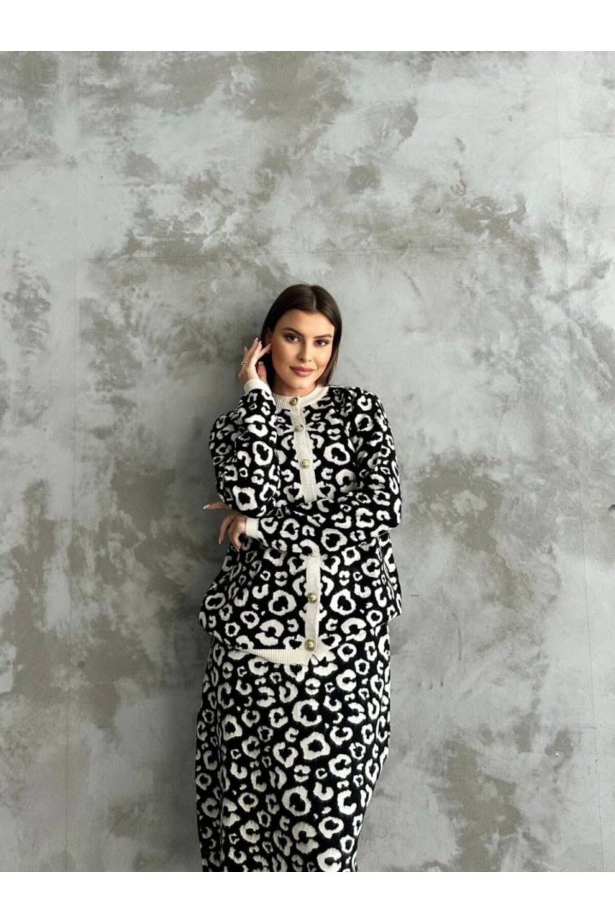 velmorafashion Desenli Triko Etekli Takım