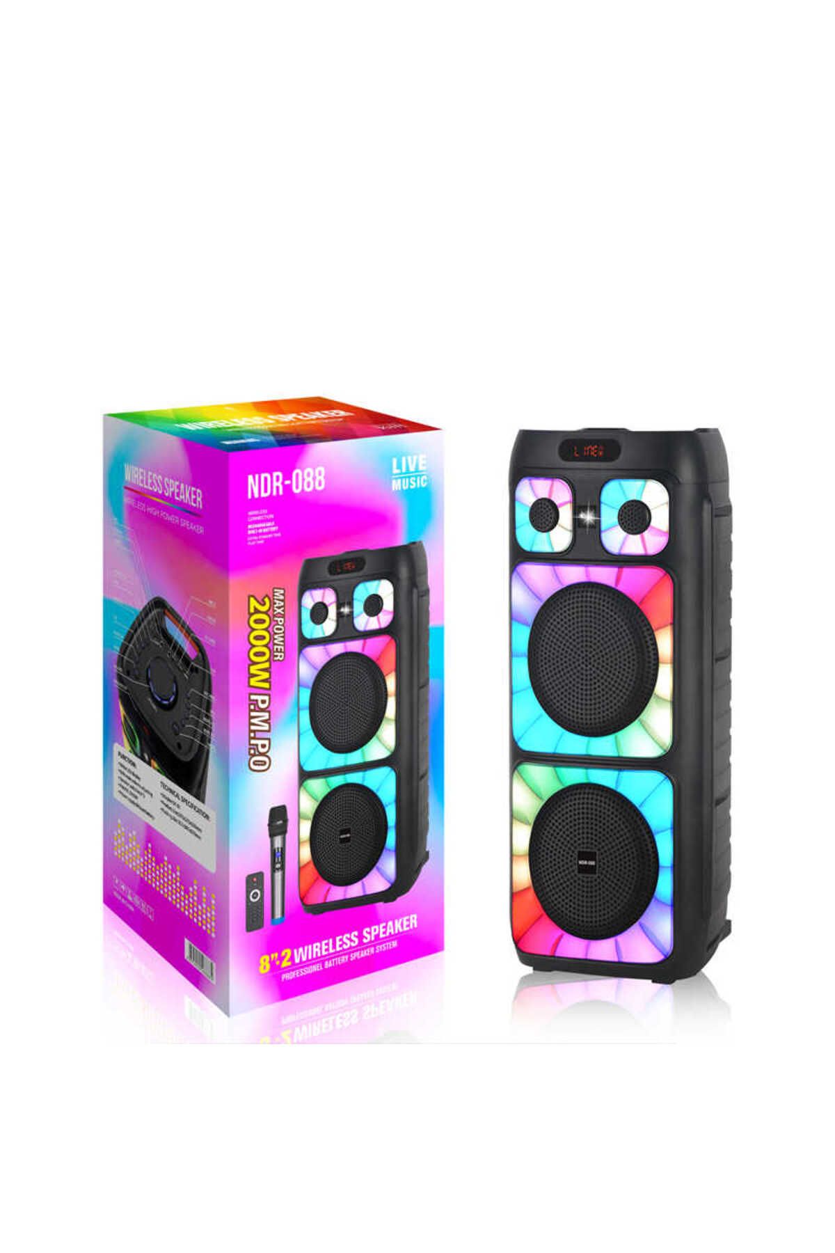 NDR -088 40W İkili 8-Inch Kablosuz Bluetooth Hoparlör LED