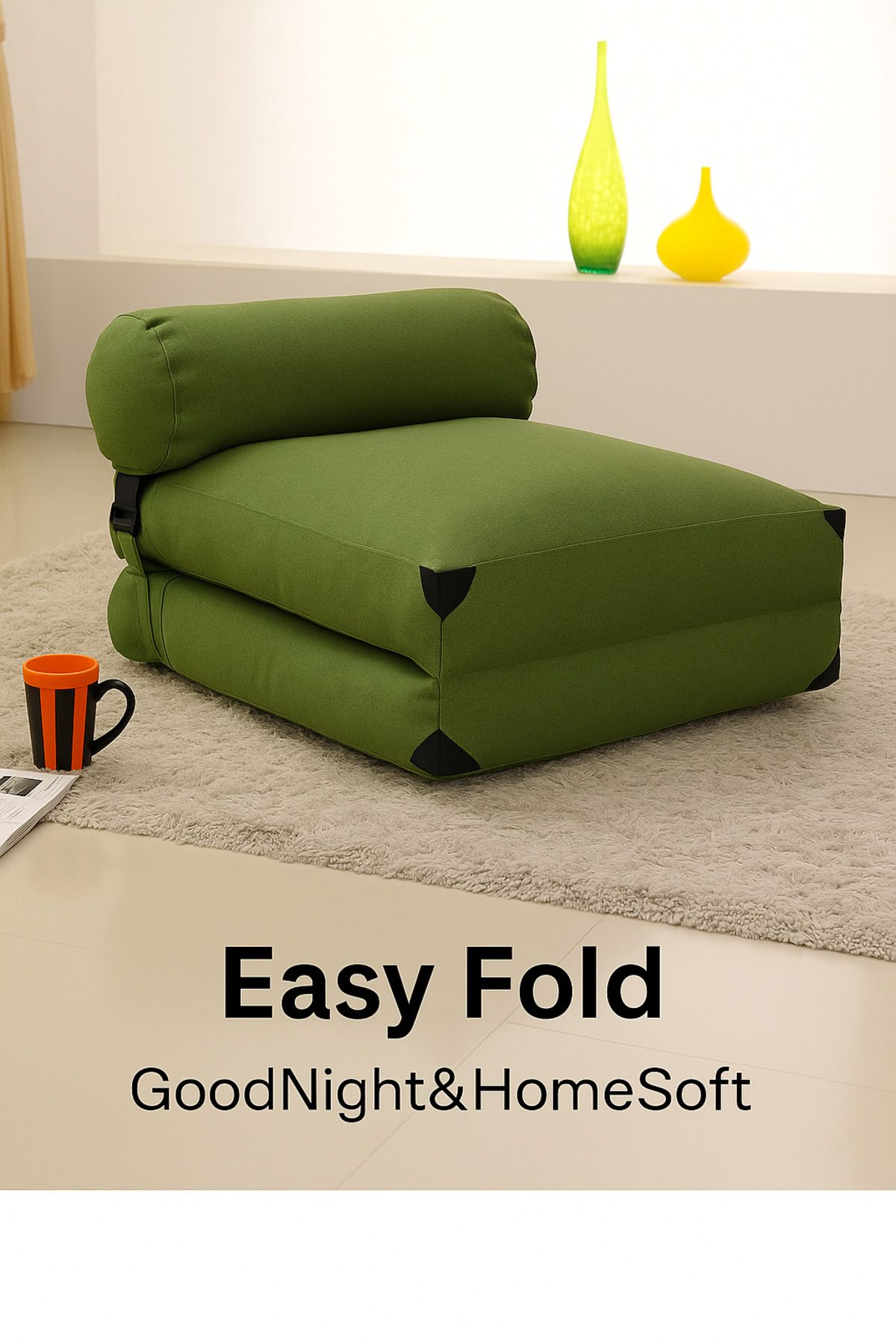 Good Night Home Katlanabilir Koltuk & Yatak – Sırt Destekli, Yıkanabilir Kılıf GoodNight&HomeSoft
