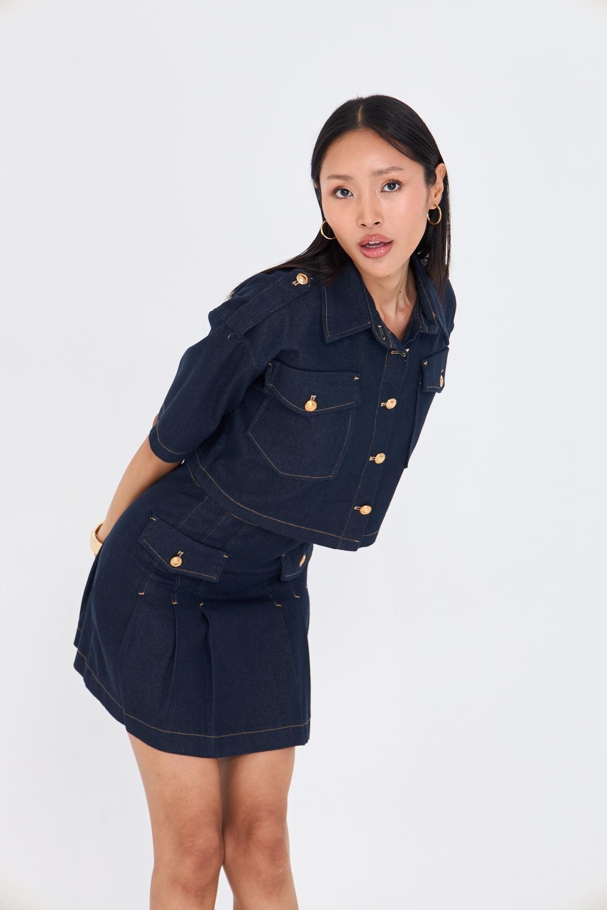 TIFFANY&TOMATO Pileli Denim Etek