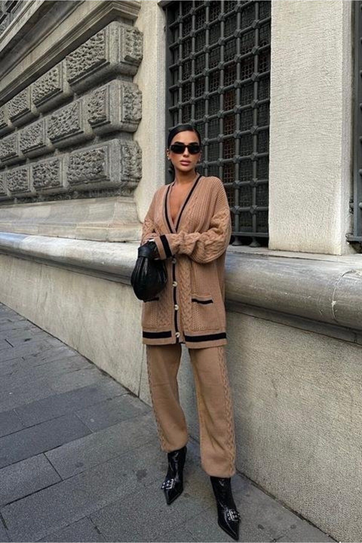 velmorafashion Lunadel Triko Hırka Pantolon Takım