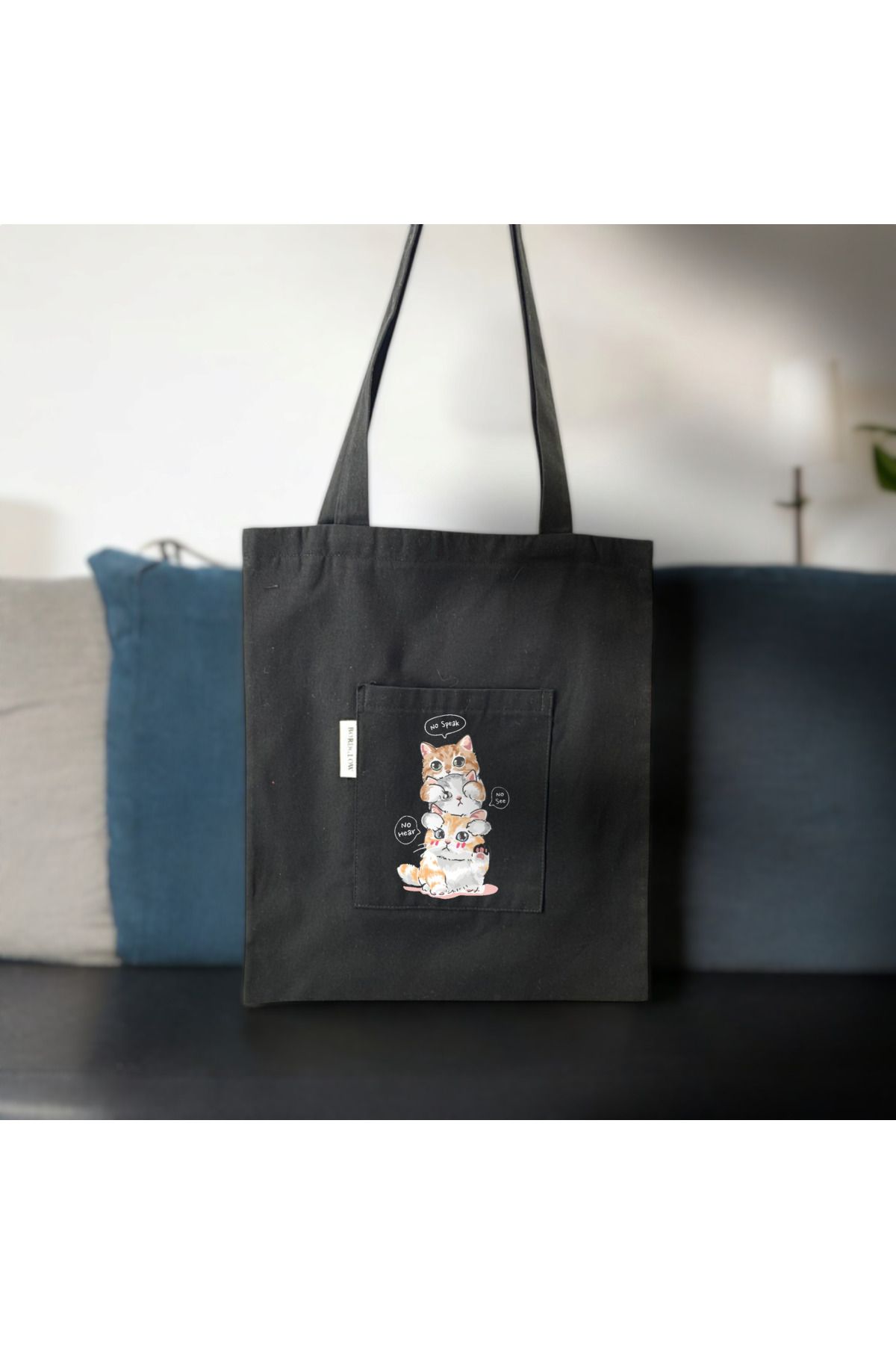 Bordglow Siyah Bez Çanta- Gabardin Kumaş -Bordglow