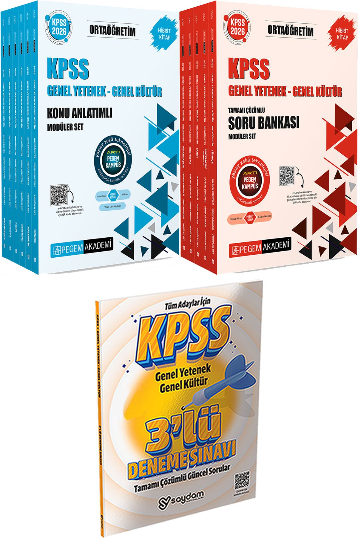 Pegem Akademi Yayıncılık 2026 KPSS Ortaöğretim Konu Modüler Set - 2026 KPSS Ortaöğretim Soru Modüler Set + 3 Deneme