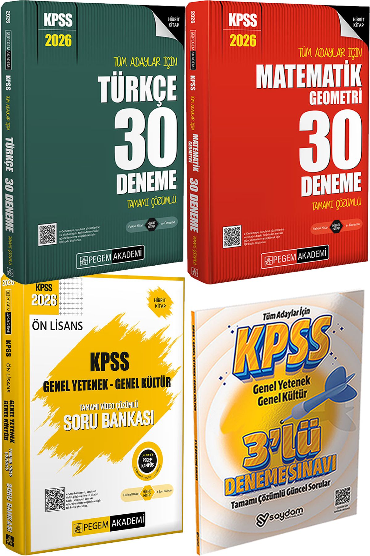 Pegem Akademi Yayıncılık 2026 KPSS Türkçe Matematik 30 Deneme - 2026 KPSS Ön Lisans Soru Video Çözümlü + 3 Deneme