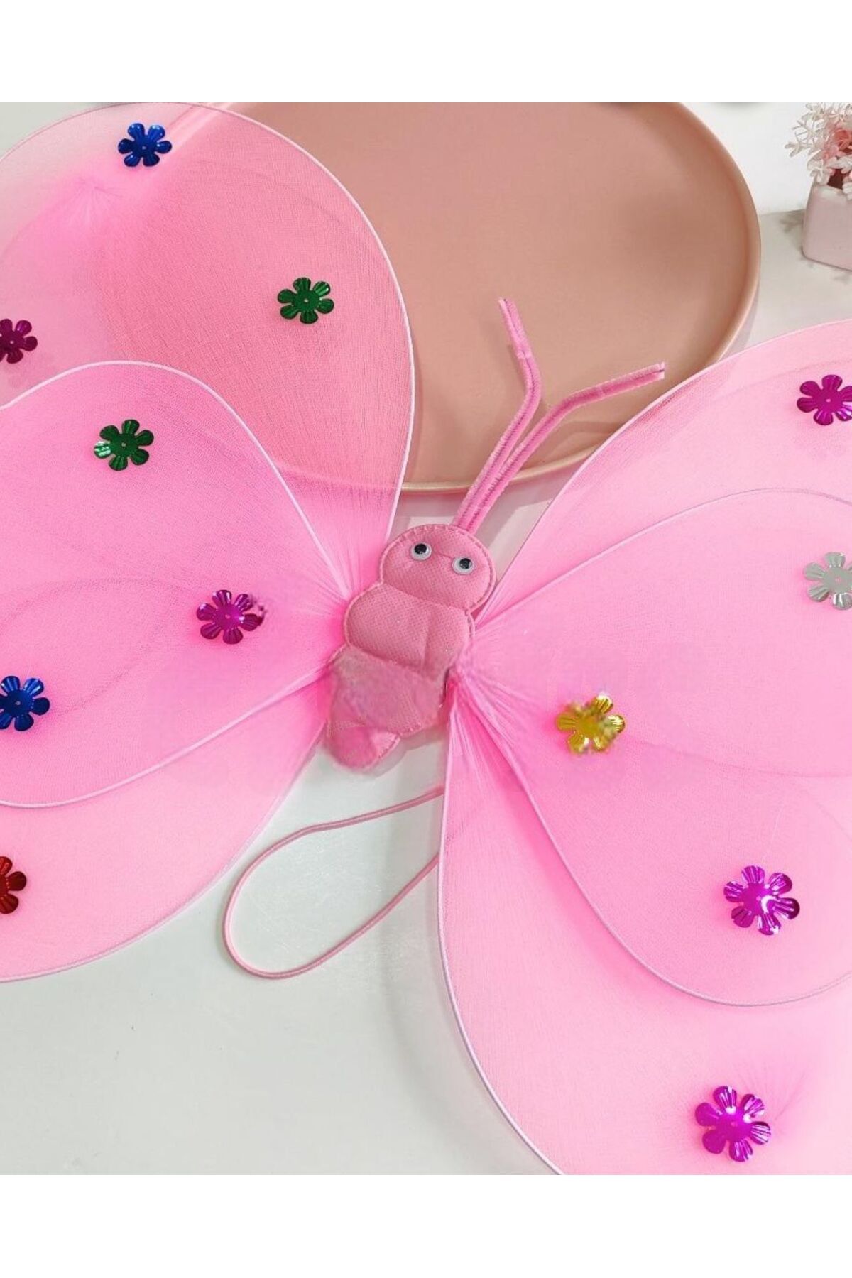 MODA PİNKJOY PEMBE PULLU KELEBEK KANAT ASA TAÇ 3' LÜ SET