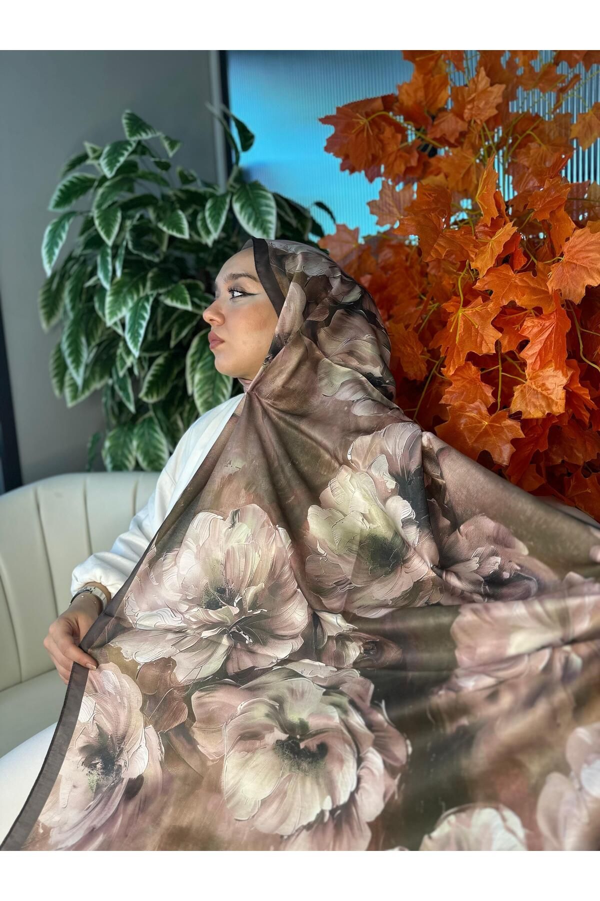 Oxygen Scarfs Summer Rose Desen Pamuk İpek Şal-12000