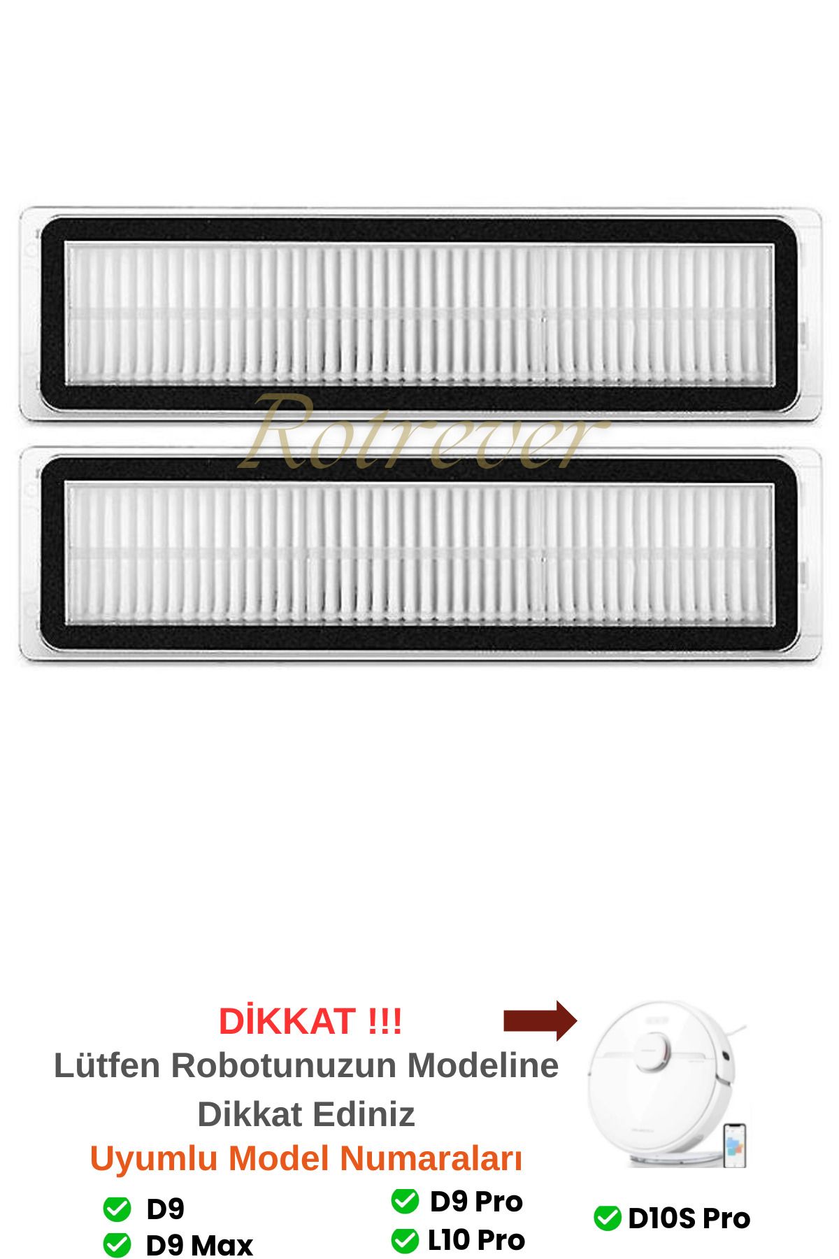 RotRever Dreame Bot L10 Pro (L10S PRO DEĞİL) Uyumlu Hepa Filtre Yedek Set-2 Adet