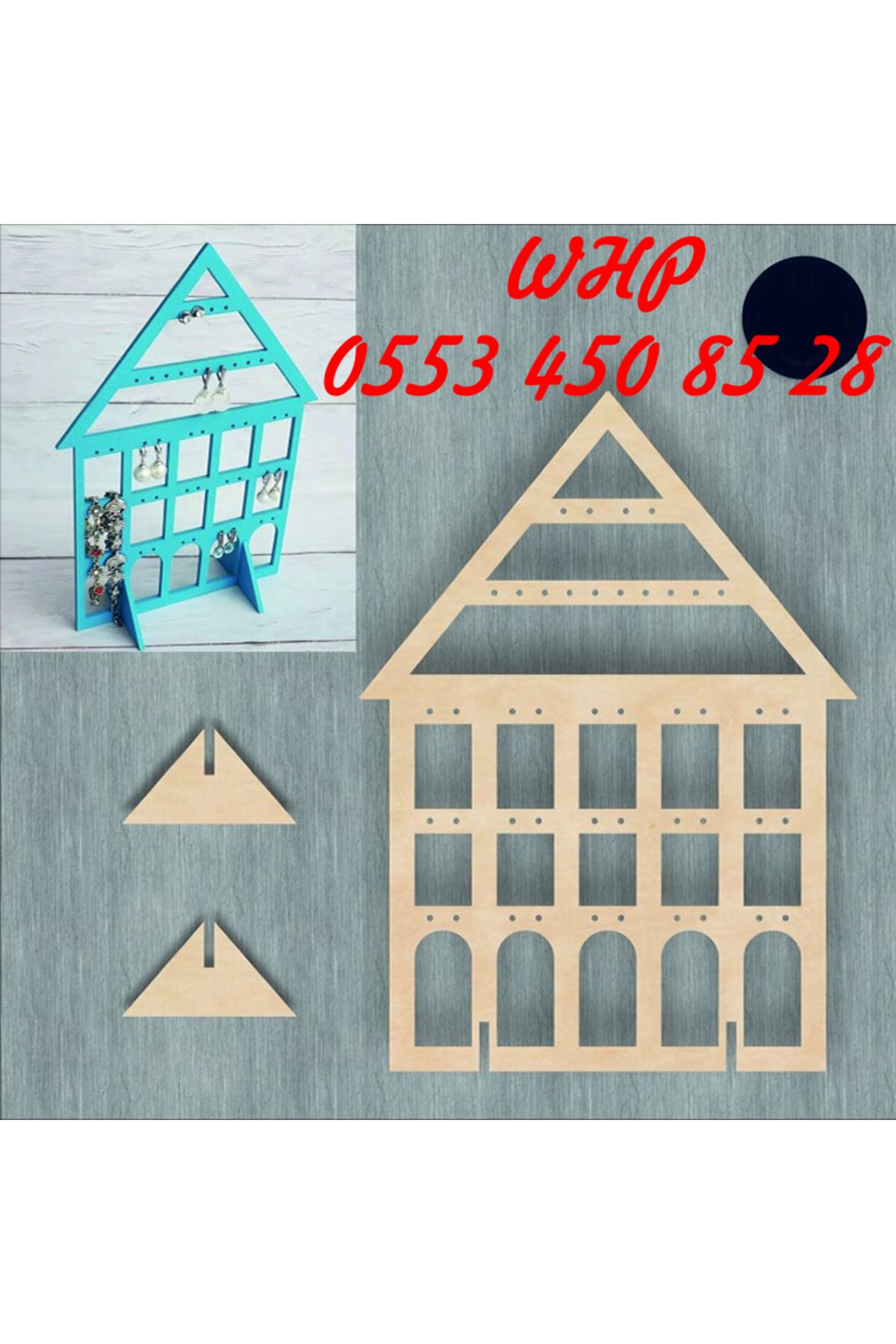 ÇUKUROVA ÜTÜ Küpe Sergileme Standı 3 mm Ahşap ( EBAT 27 X 20 CM )