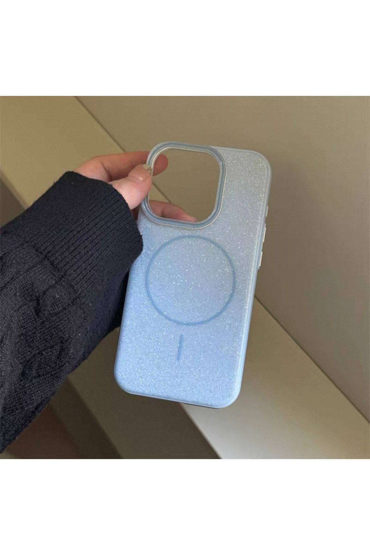 EDELFU iPhone 15 PLUS - 14 PLUS Simli Silikon Kamera Çıkıntılı Parlak Gösterişli Magsafeli Koruyucu Kılıf