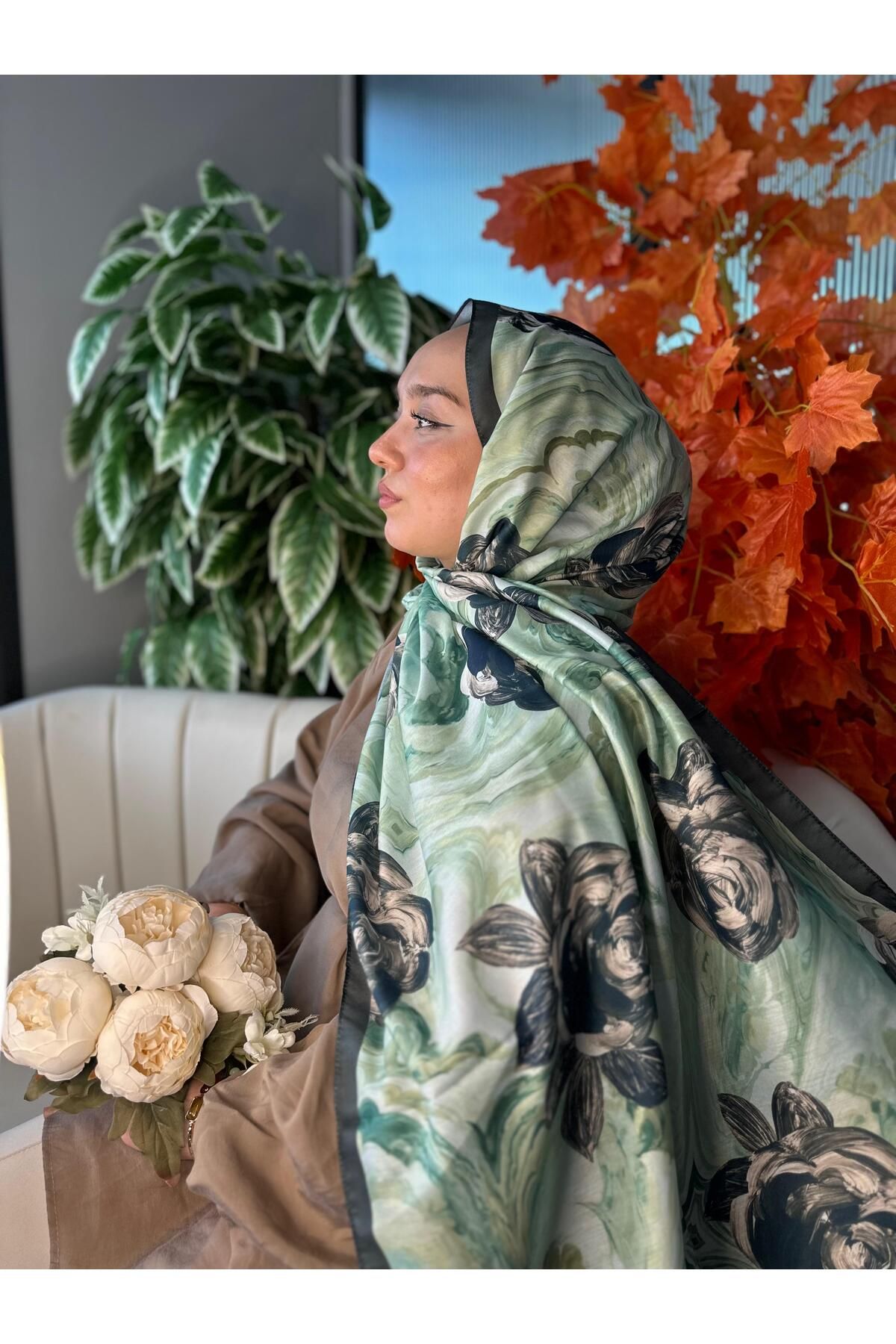 Oxygen Scarfs Summer Rose Desen Pamuk İpek Şal-12000