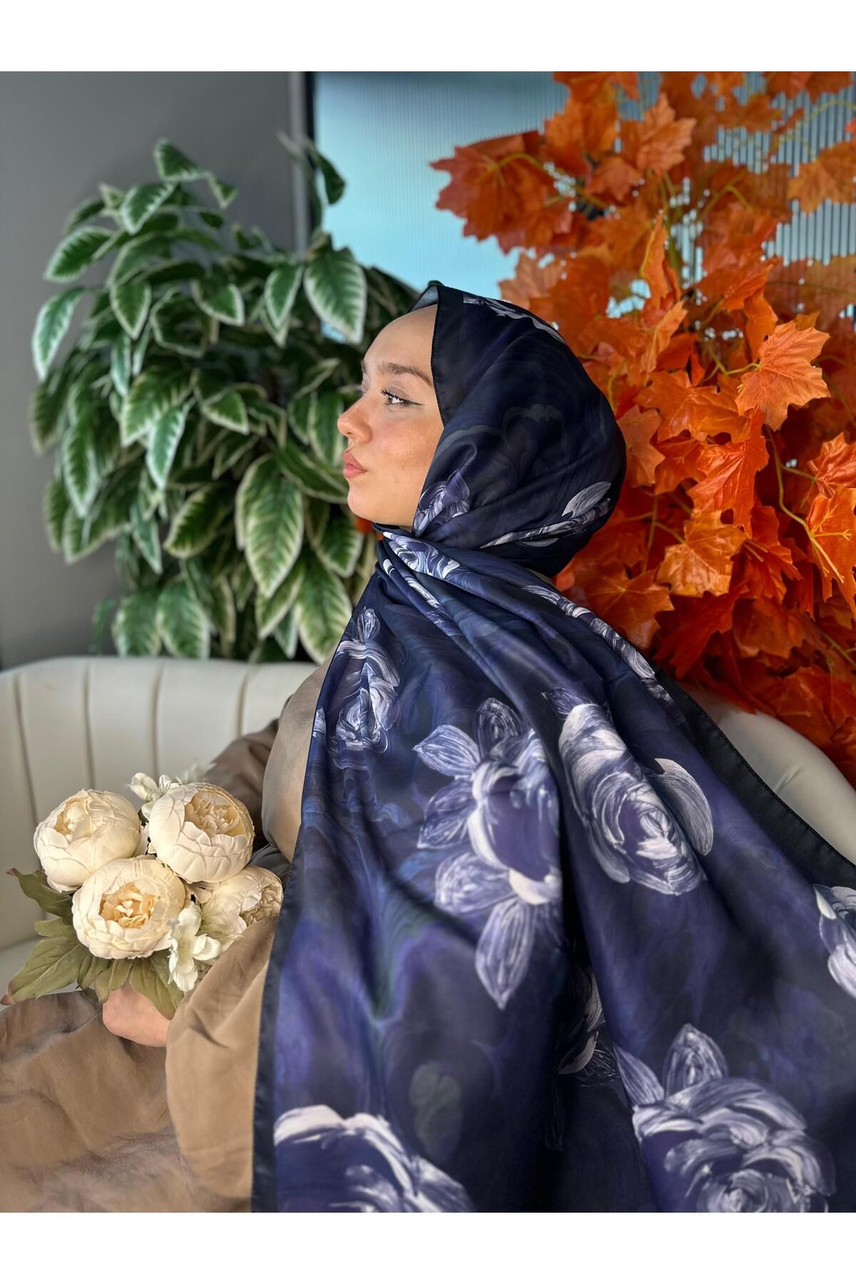 Oxygen Scarfs Summer Rose Desen Pamuk İpek Şal-12000