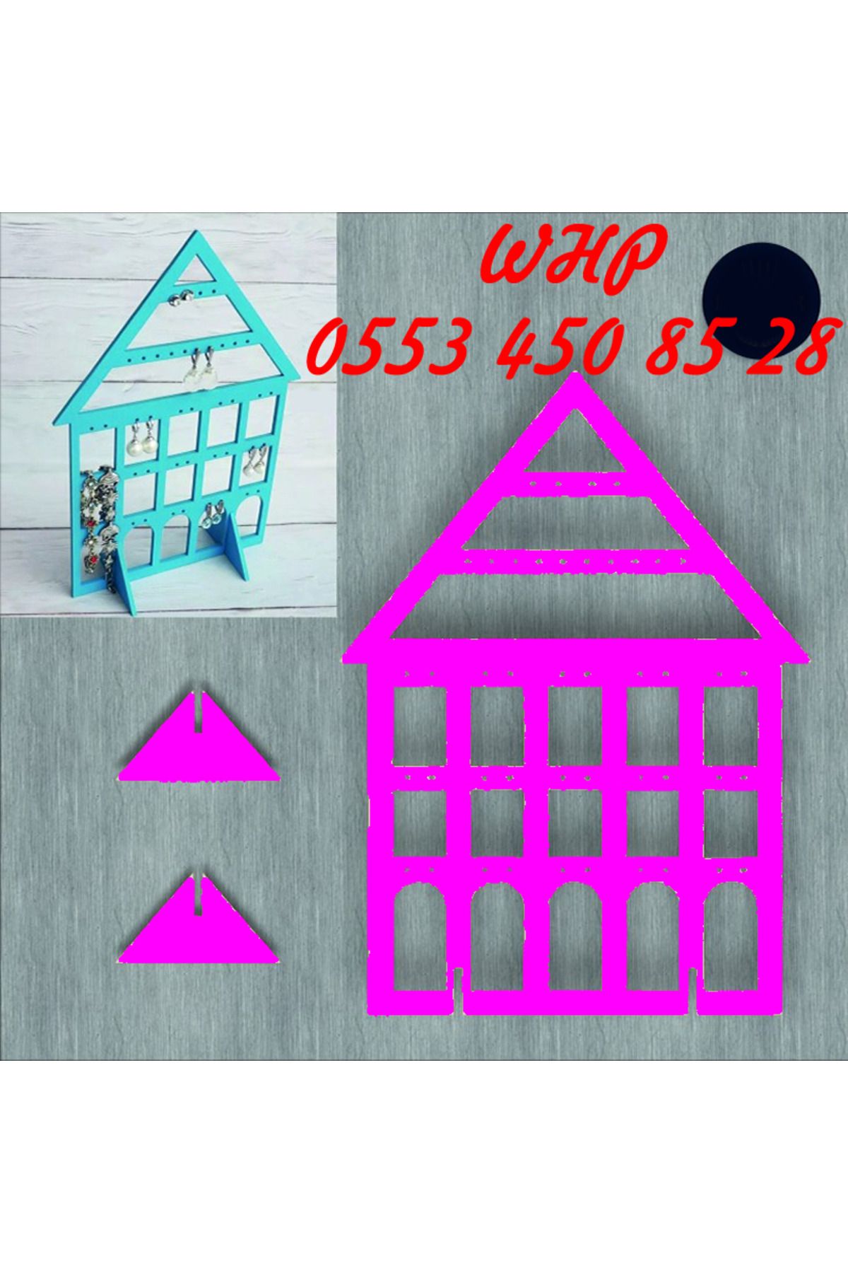 ÇUKUROVA ÜTÜ Küpe Sergileme Standı 3 mm Ahşap ( EBAT 27 X 20 CM )