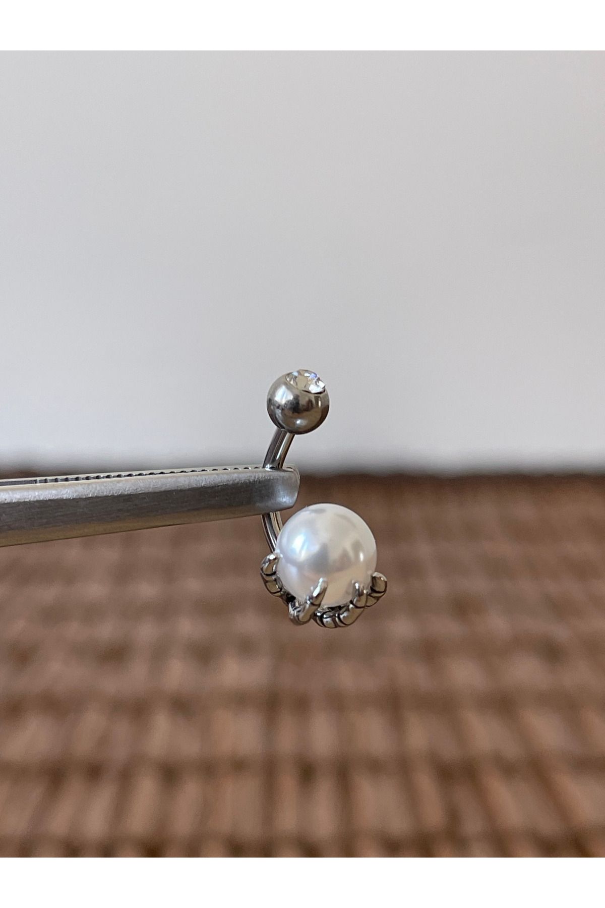 Rupen Kraft 316 L Cerrahi Çelik Anti Alerjik 10 mm İncili Pençe Model Göbek Piercingi