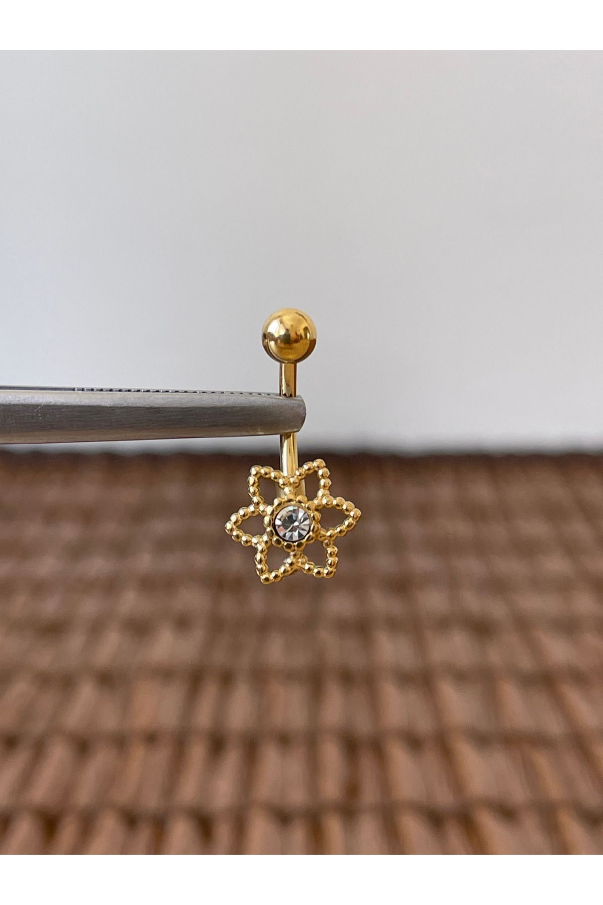 Rupen Kraft 316 L Cerrahi Çelik Anti Alerjik 10 mm 6 Yapraklı Çiçek Model Göbek Piercingi