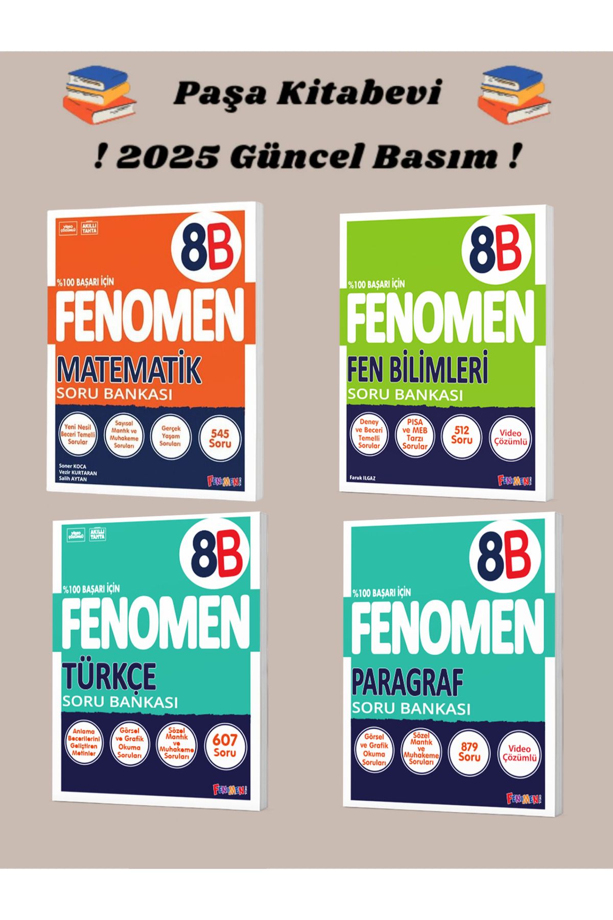Fenomen Yayıncılık 8. Sınıf Matematik - Fen Bilimleri - Türkçe - Paragraf (B SET) Soru Bankası