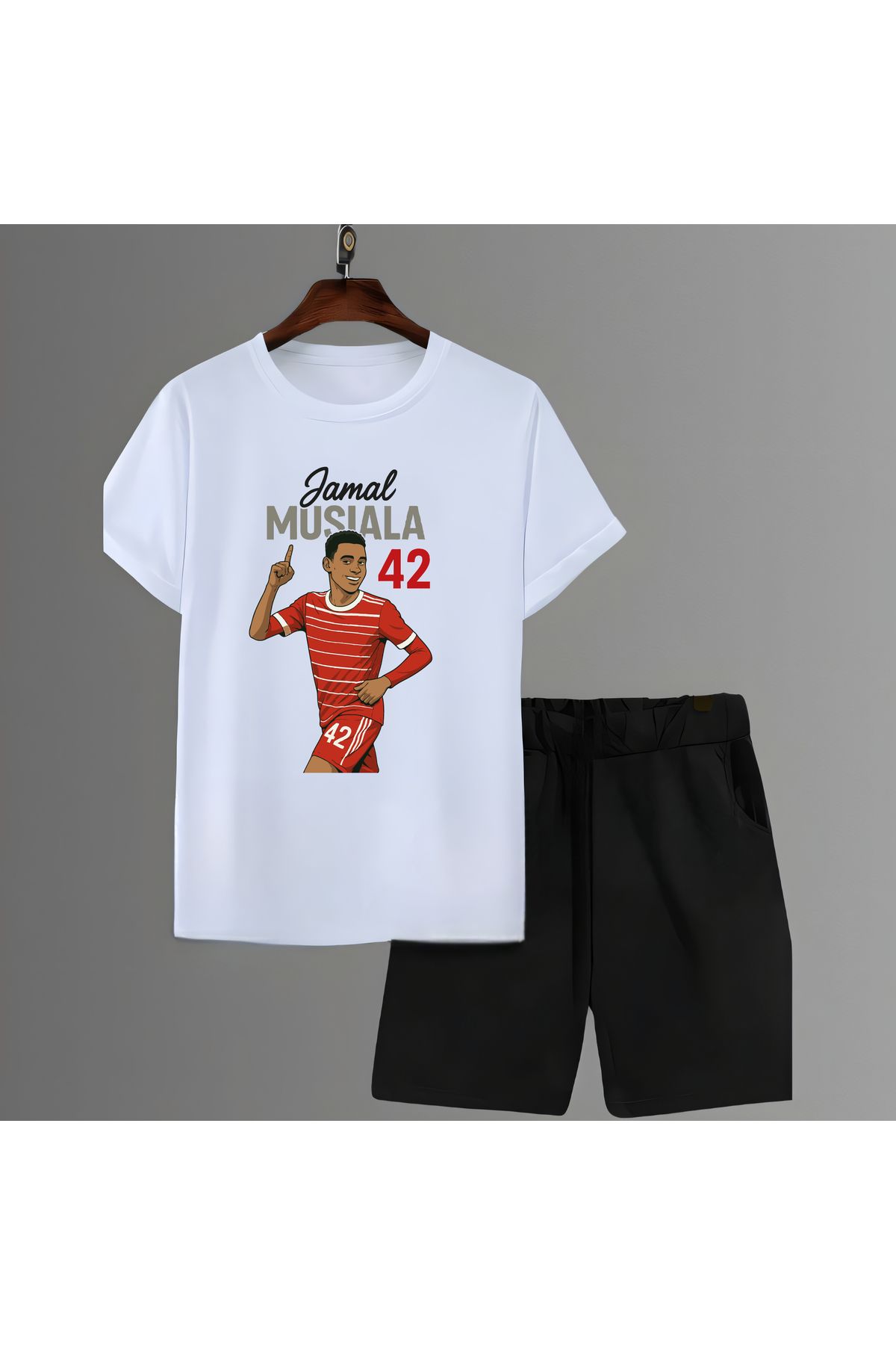 Biy Store Jamal Musiala fotoğraf futbol forma baskılı unisex kısa kollu erkek tişört kadın t-shirt şort takımı