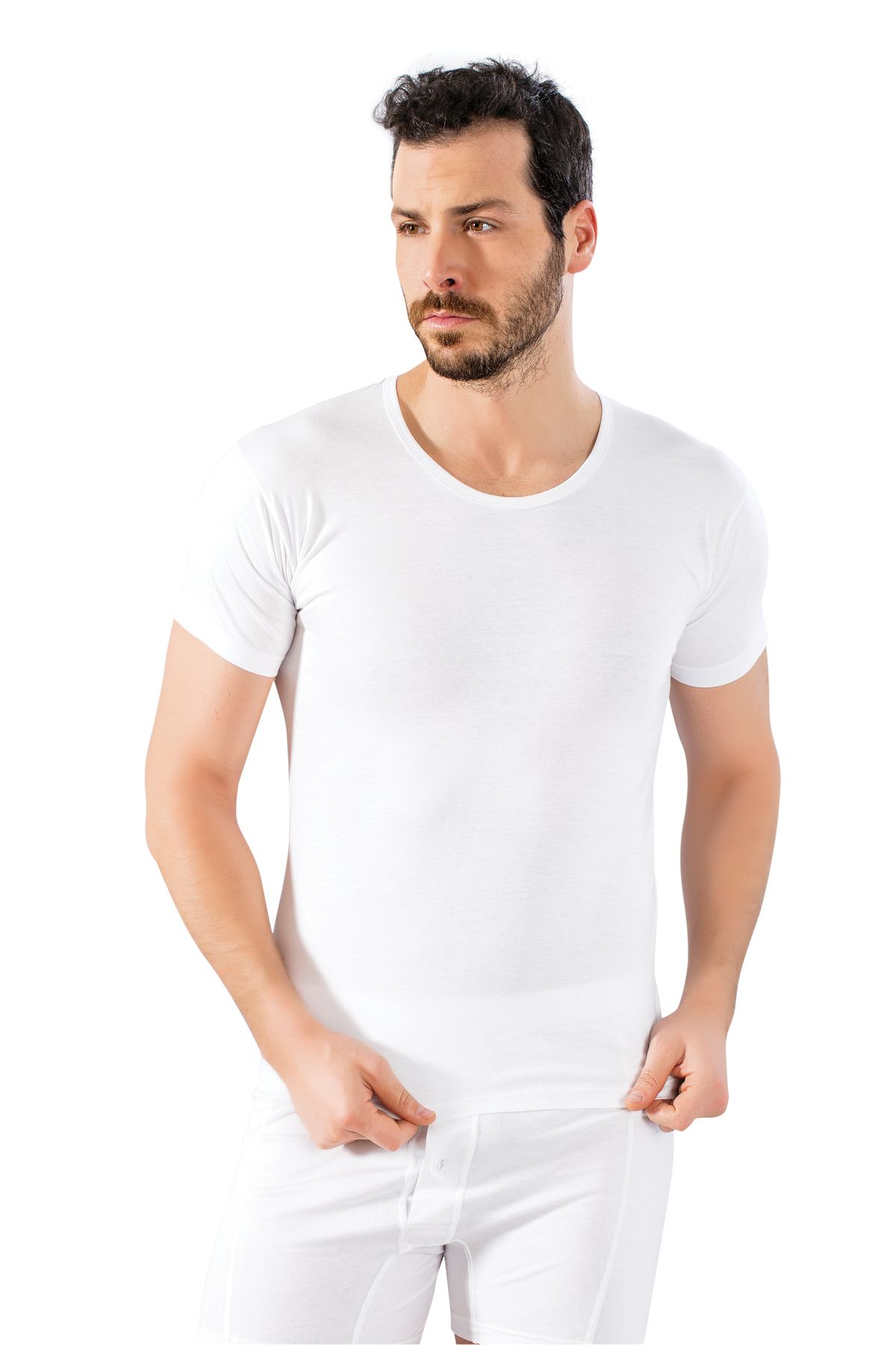 LÜXDRM -2"li erkek bisiklet yaka fanila %100 cotton