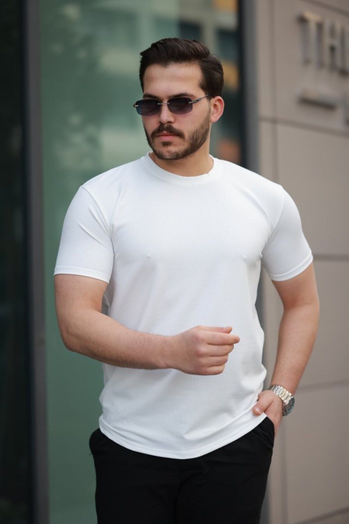 DEAG Erkek Kısa Kollu çizgi Kabartma Detaylı T-shirt