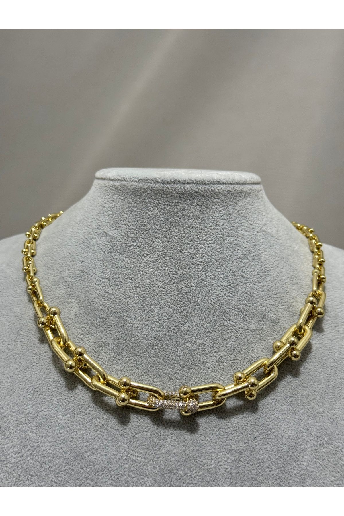 XUPING JEWELRY 18K zincirli taşlı gold kolye paslanmaz kararmaz