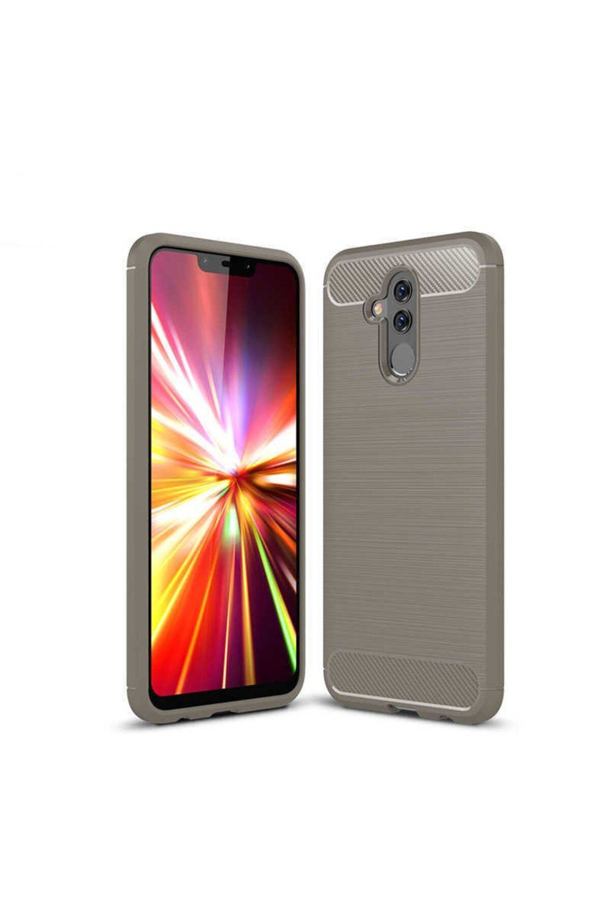 Ehr. Huawei Mate 20 Lite ile Uyumlu Kamera Korumalı Darbe Önleyici Carbon Brushed Silikon Kılıf