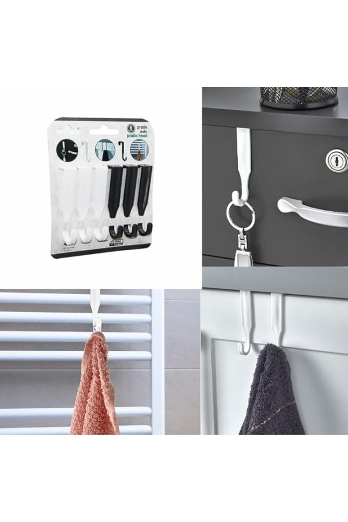 ShopZum Aee® 12 Adet Çok Amaçlı Askı Kapı Arkası Havlupan Çekmece Dolap Askısı