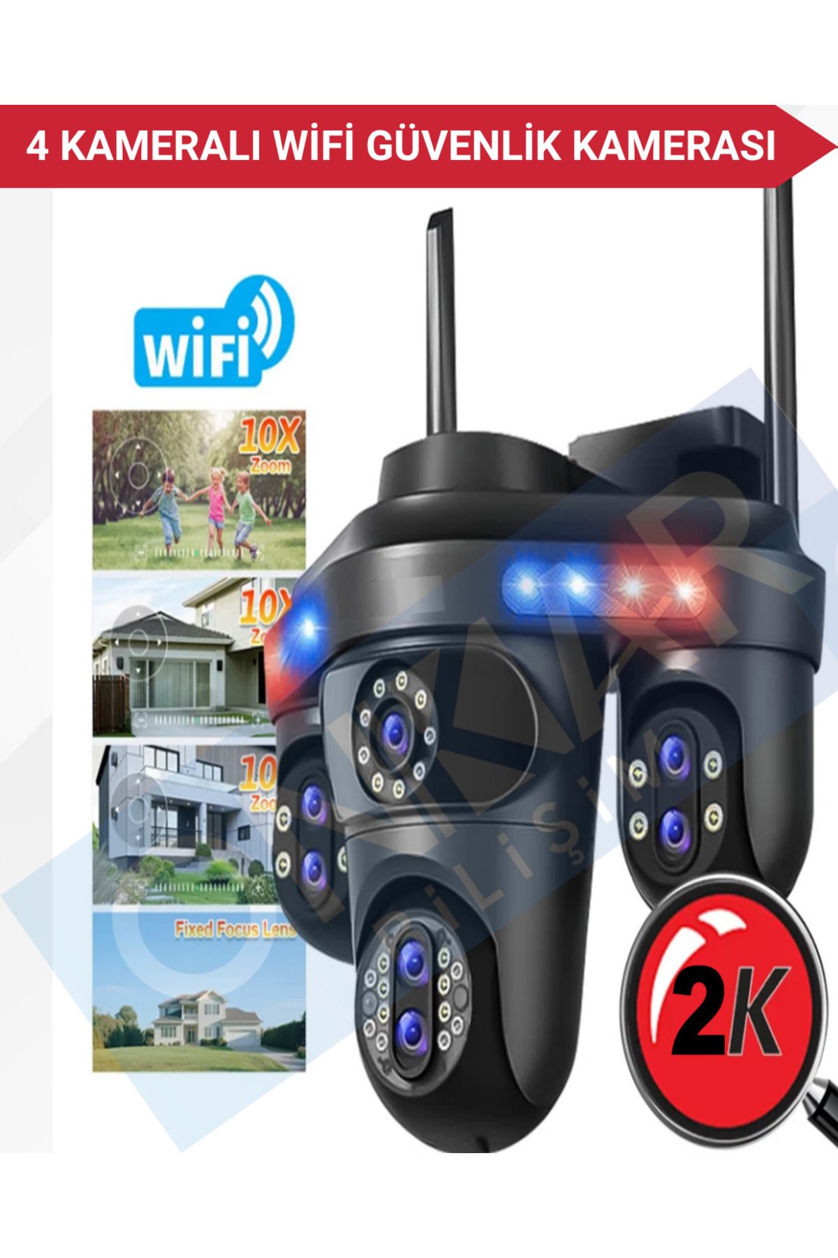 Onkar Bilişim AV-S344 16MP 4 Kameralı PTZ Wifi Kablosuz Güvenlik Kamerası FFVideo