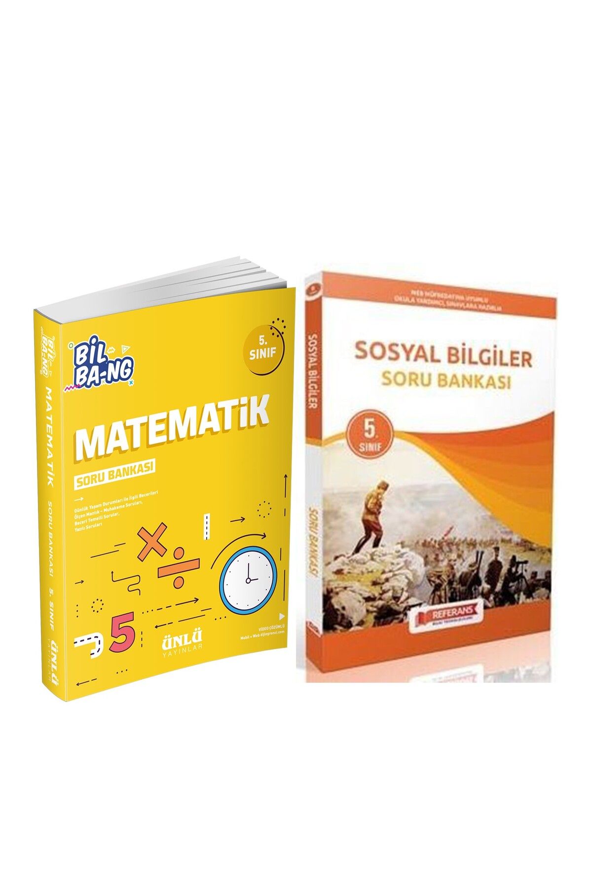 Referans Yayınları Ünlü Yayınları 5.Sınıf Bil Bang Matematik ve Referans Sosyal Bilgiler Soru Bankası Seti 2 Kitap