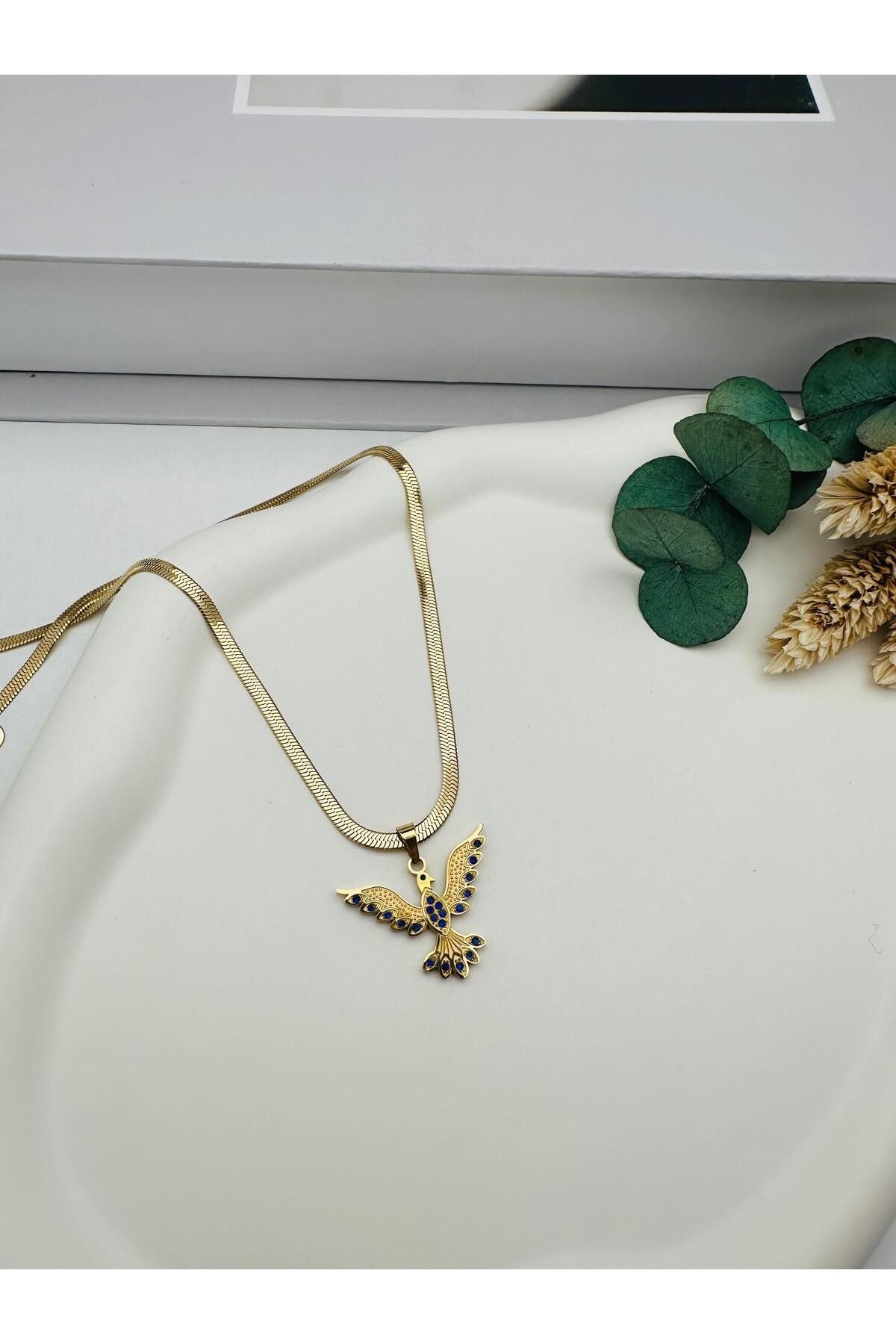 HEDİYELANDY Anka Kuşu Çelik Kolye (Gold) 010679