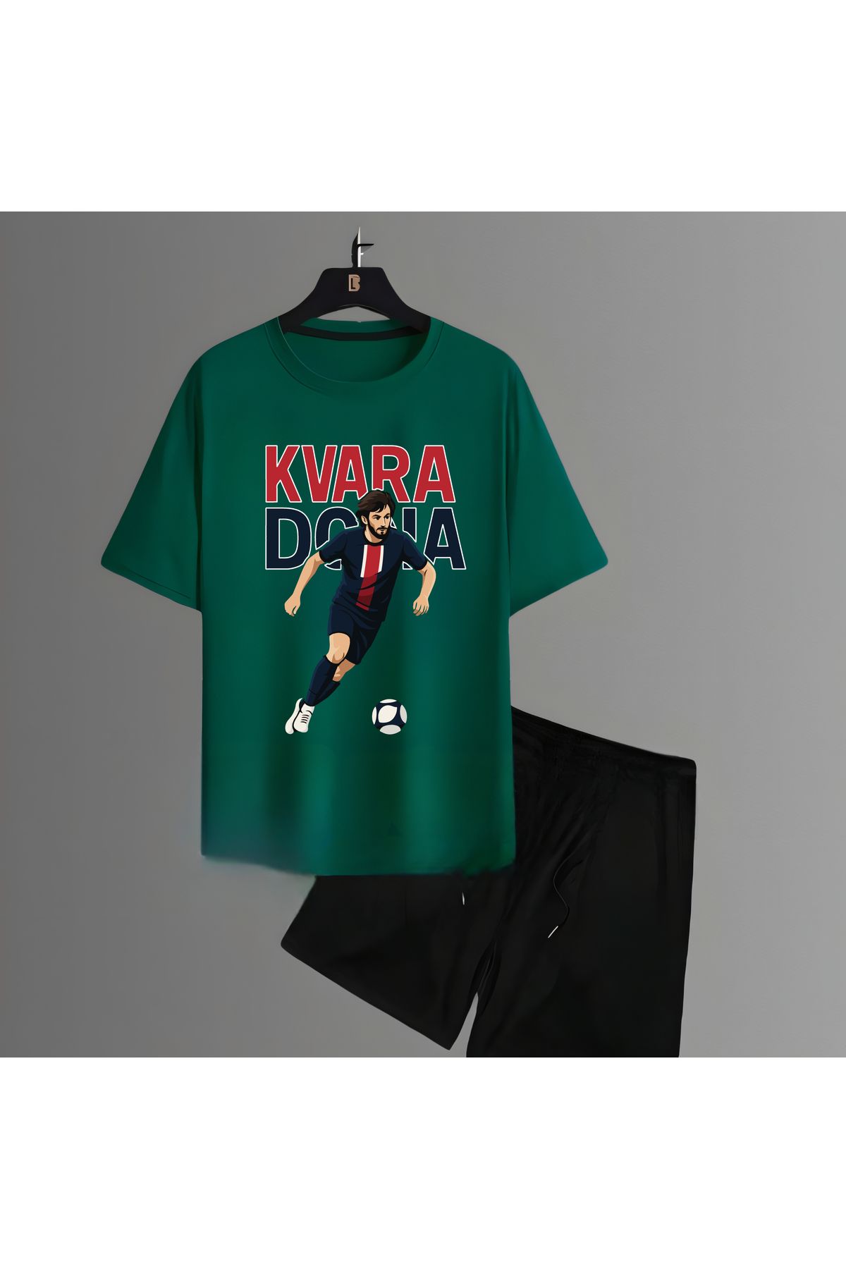 Biy Store Khvicha Kvaratskhelia fotoğraflı futbol forma baskılı unisex erkek tişört kadın t-shirt şort takımı