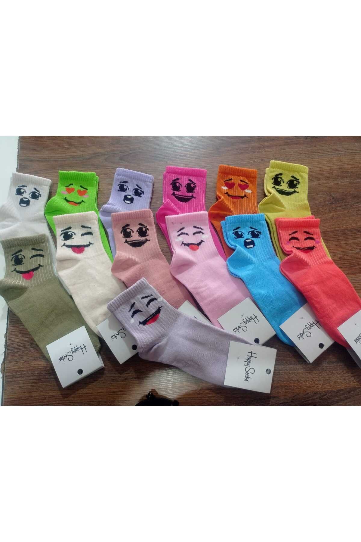 RENKLİSTİL Happy Socks Unisex Renkli Eğlenceli Karakter Desenli Kolej Çorap Tekli