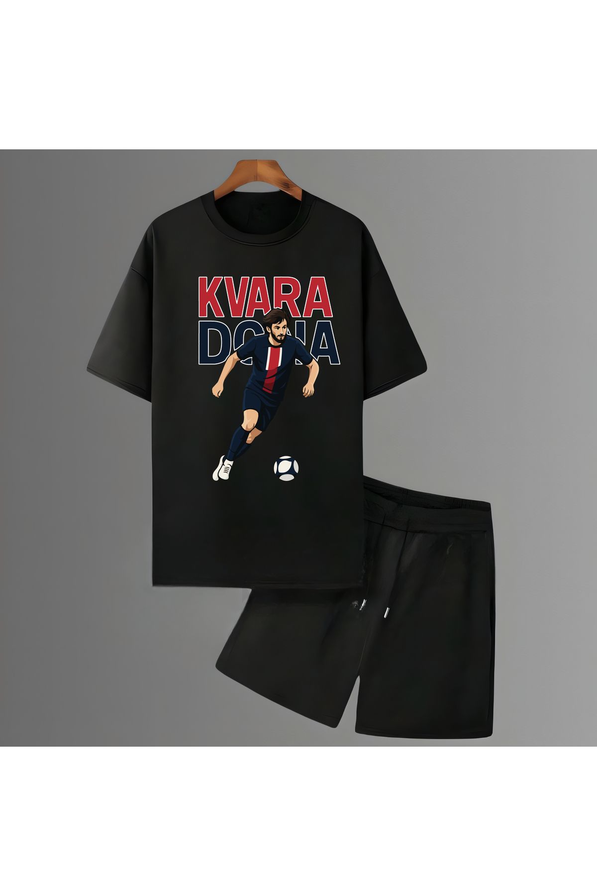 Biy Store Khvicha Kvaratskhelia fotoğraflı futbol forma baskılı unisex erkek tişört kadın t-shirt şort takımı