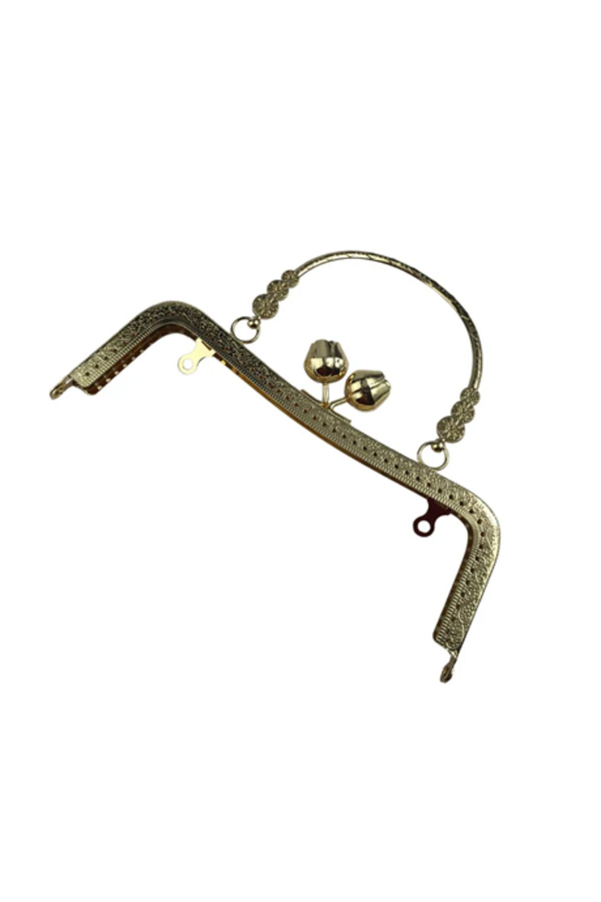 ÇANTA Lale Motifli Saplı Metal Çanta Bursu 20 cm - El Çantası Klipsi Aksesuarı