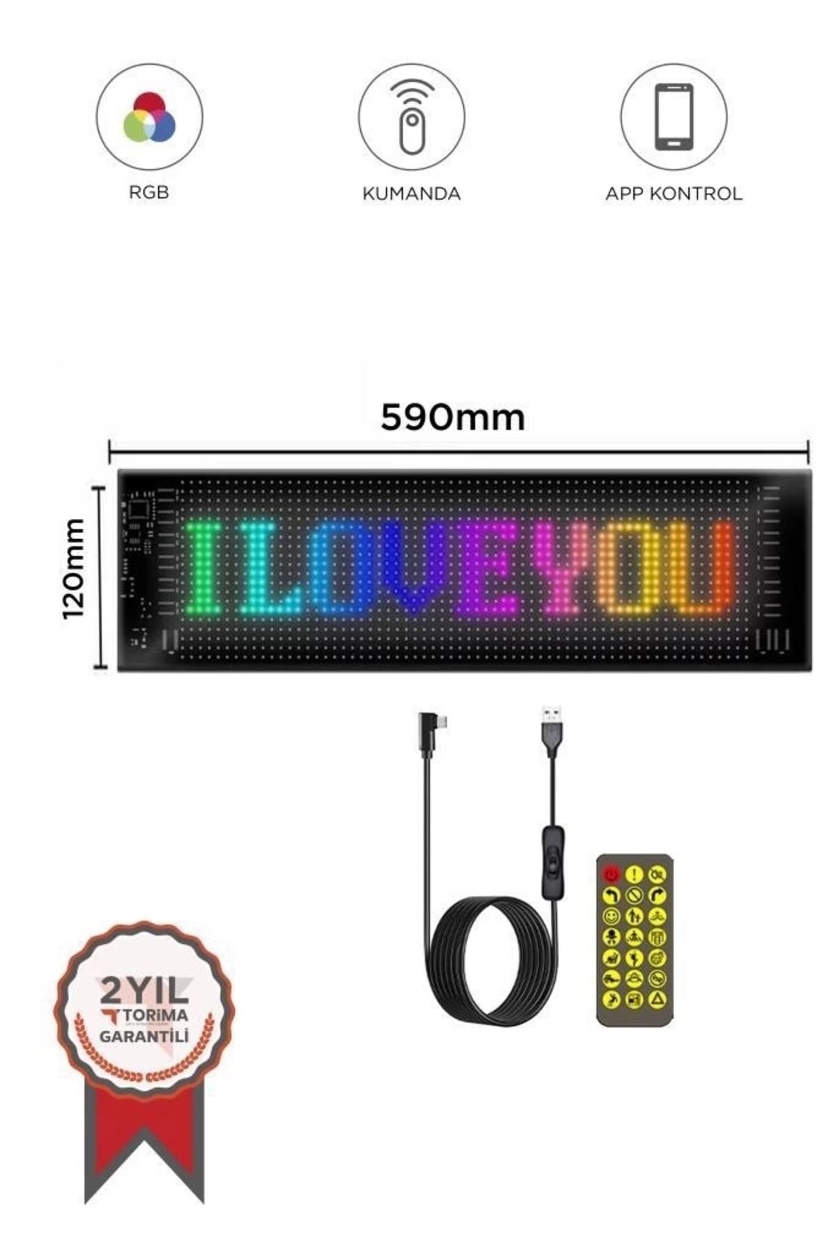 No8 Home Rp1259 Led Matrix Panel 16x96cm Telefon Kontrollü Kayar Led Animasyon Aydınlatma
