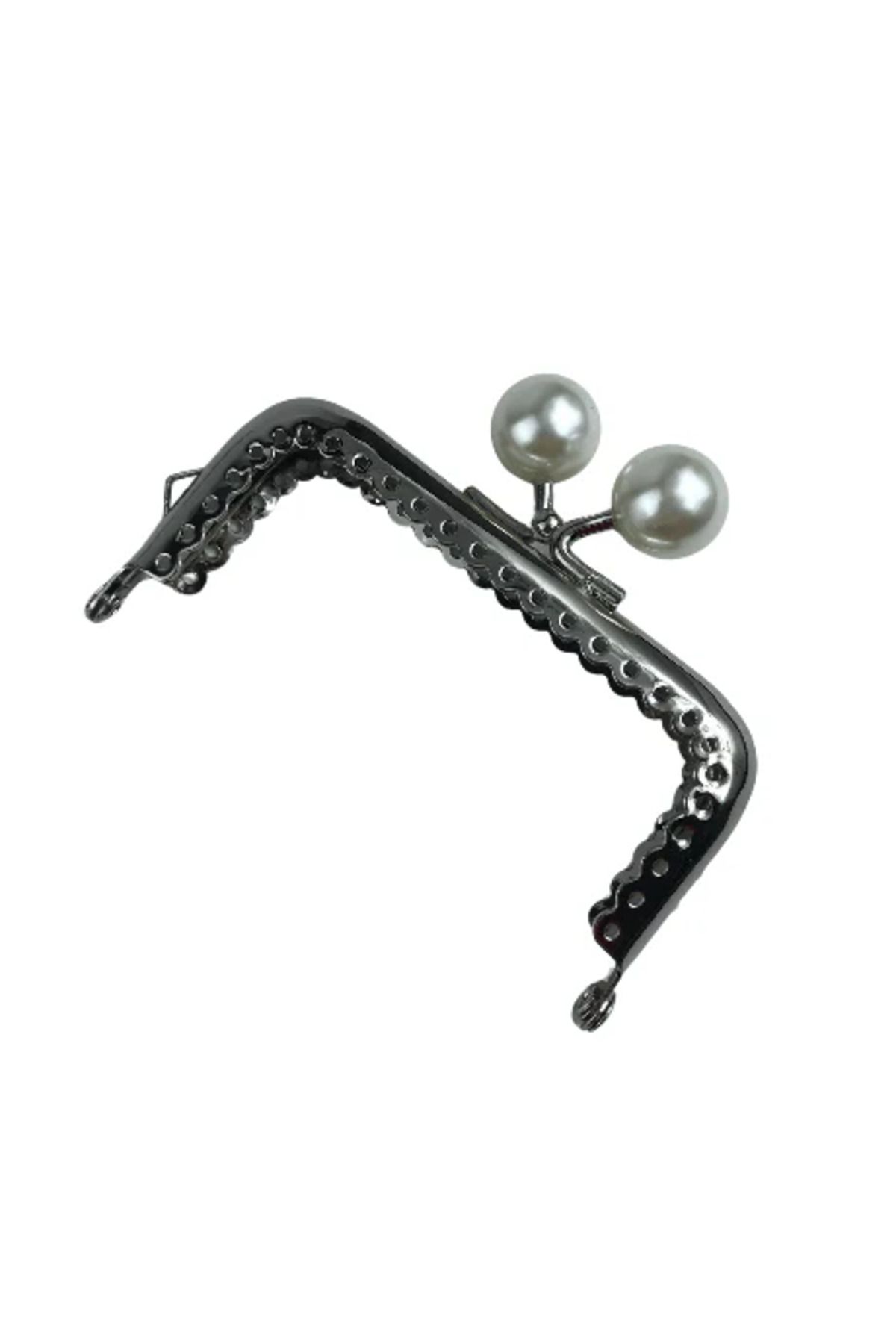 ÇANTA İncili Metal Cüzdan Bursu Kavisli (8 cm / 10 cm) - Cüzdan Klipsi Aksesuarı