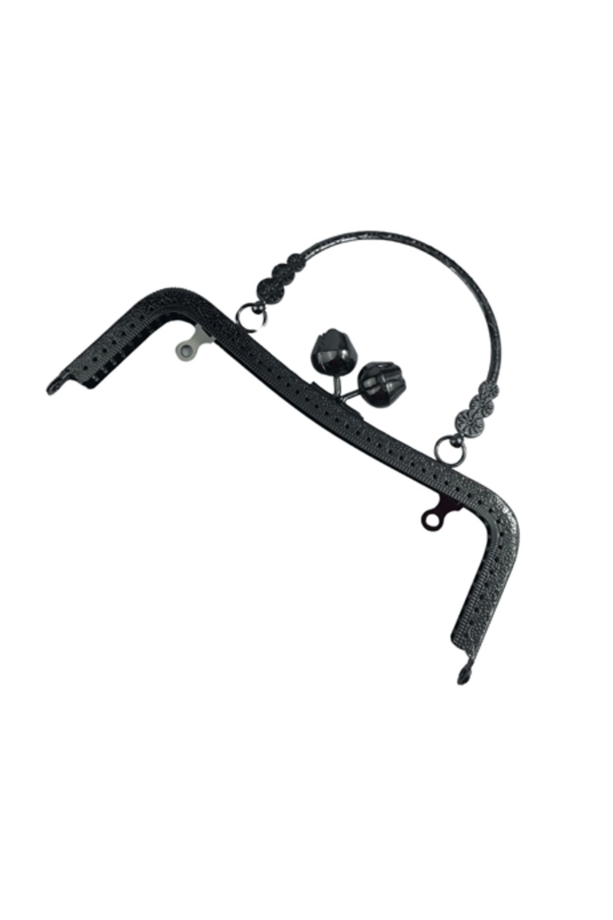 ÇANTA Lale Motifli Saplı Metal Çanta Bursu 20 cm - El Çantası Klipsi Aksesuarı