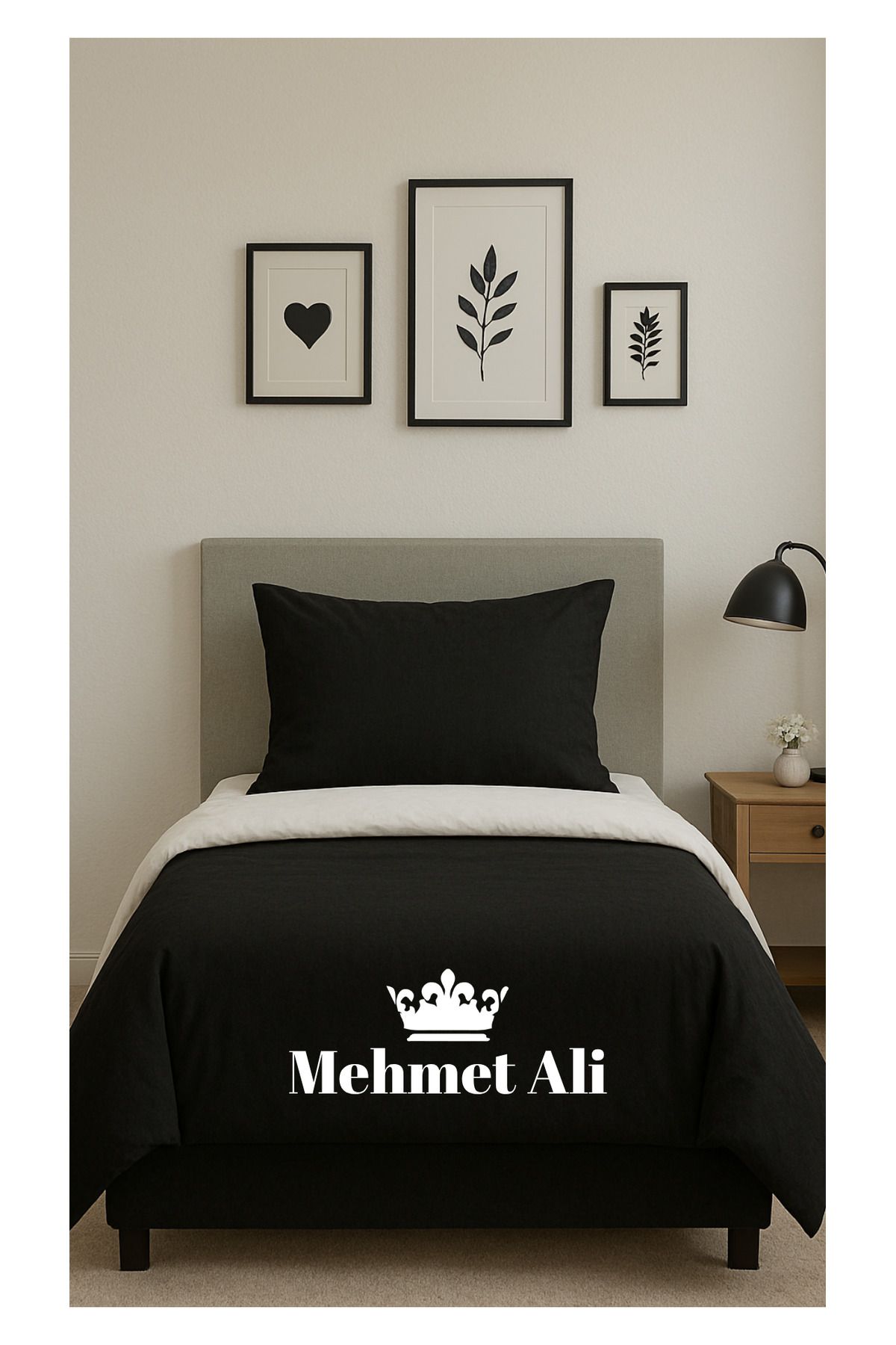 CACTUS HOME Kişiye Özel Nevresim Takımı, Tek Kişilik Siyah Nevresim takımı, 1.Kalite nevresim takımı