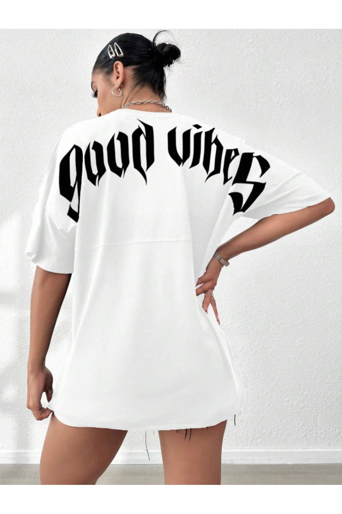 COHERENT Unisex Erkek/Kadın GOOD Özel Baskılı Oversize Pamuklu T-Shirt