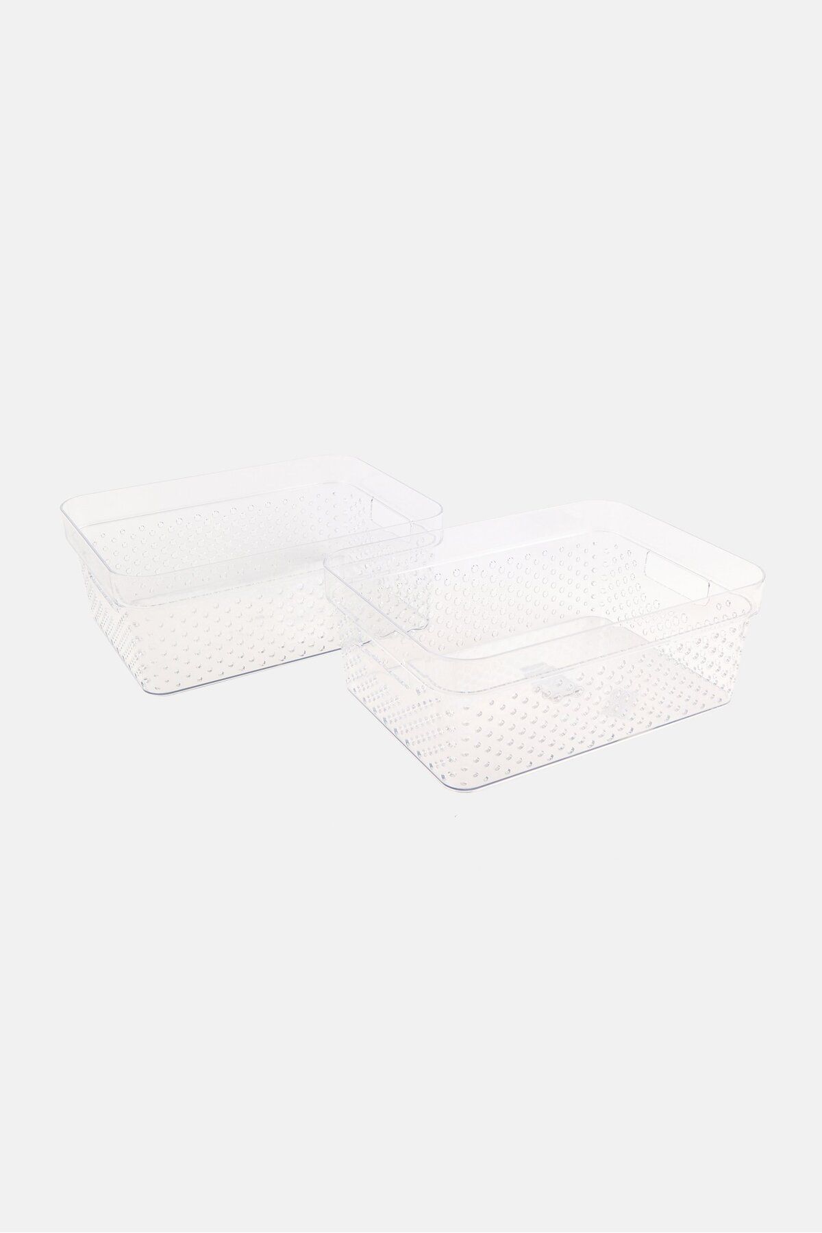 Kenton Grey-2 Piece Set Multi Purpose Storage Bin, Transparent 2