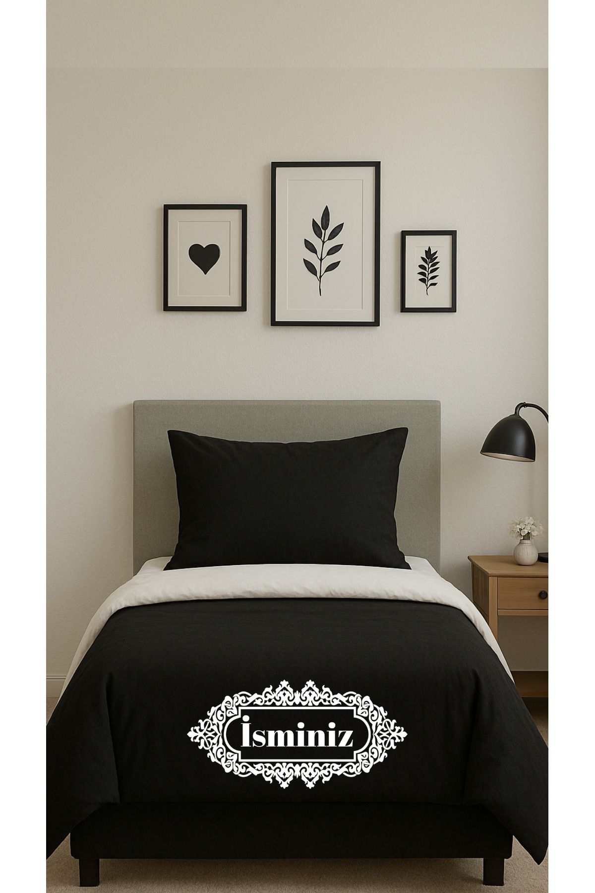 CACTUS HOME Kişiye Özel Nevresim Takımı, Tek Kişilik Siyah Nevresim takımı, 1.Kalite nevresim takımı