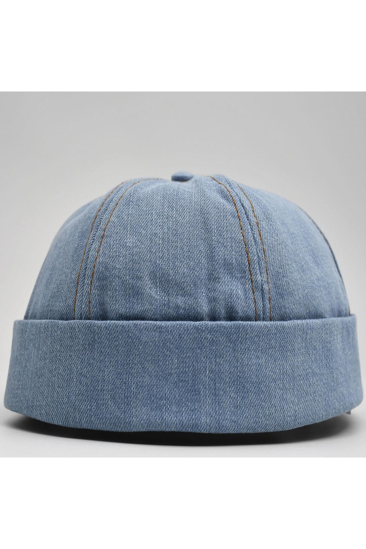 şapkadan Urban Açık Mavi Docker Şapka - Sipersiz Denim %100 Pamuk Kep