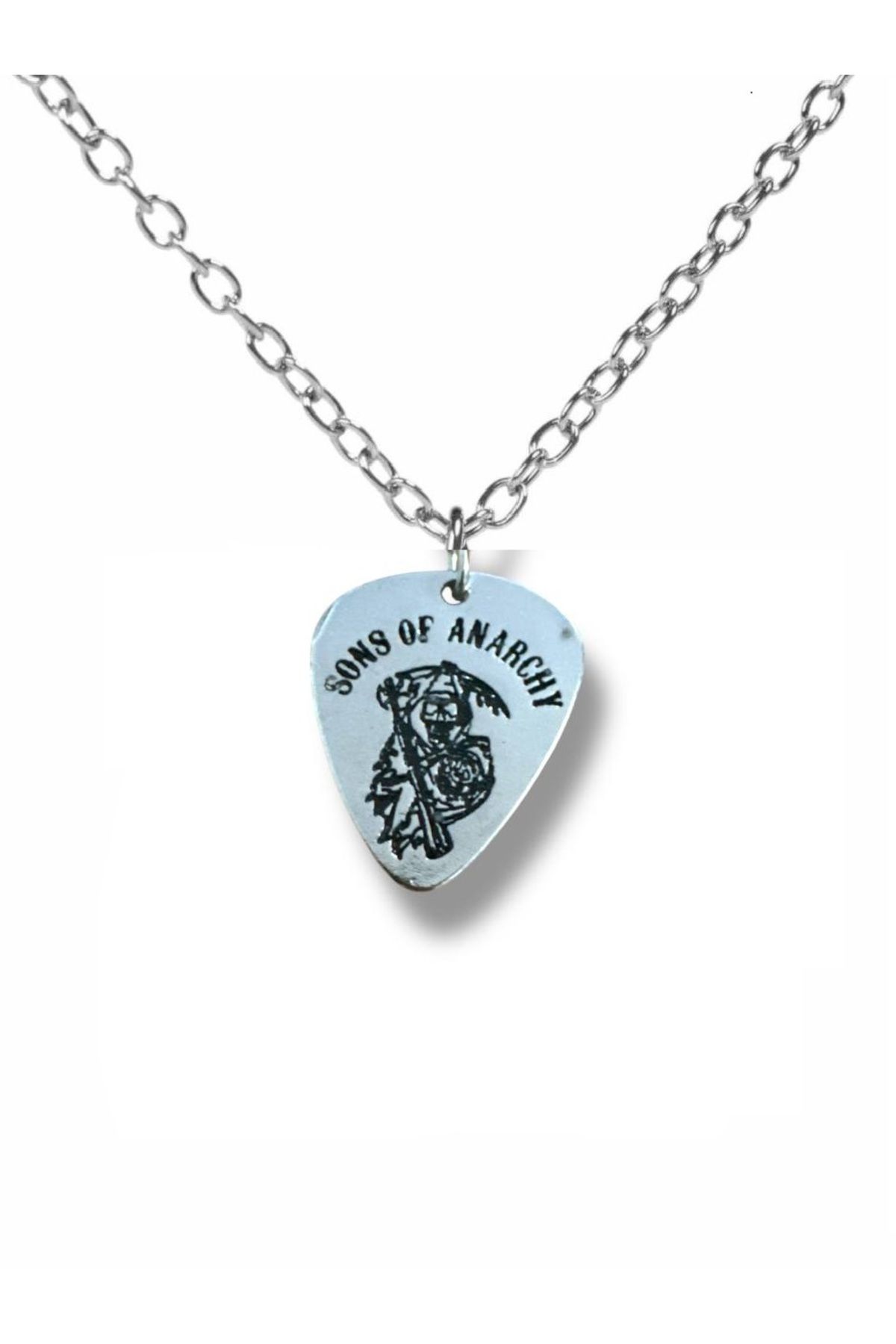 Herşey Nota Sons of Anarchy Dizi Temalı Pena Şeklinde Çift Taraflı Rock İşaretli Unisex Metal Kolye