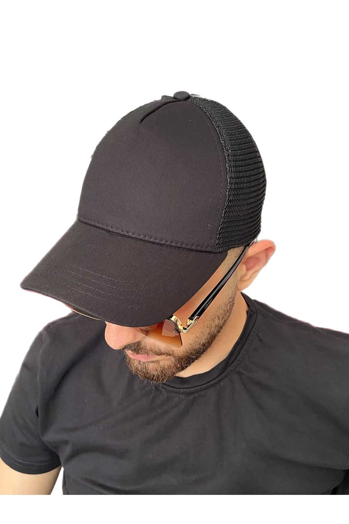 ZERAMİNE Siyah Düz Şapka Unisex Spor Şapka Fileli