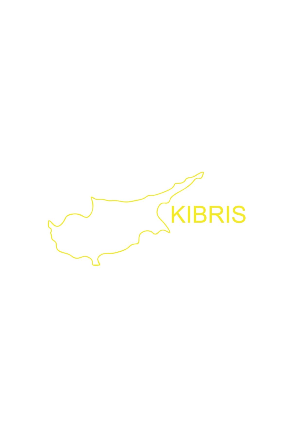 Reysa Tasarım Kıbrıs Harita Araba Sticker 17x17 Cm Sarı