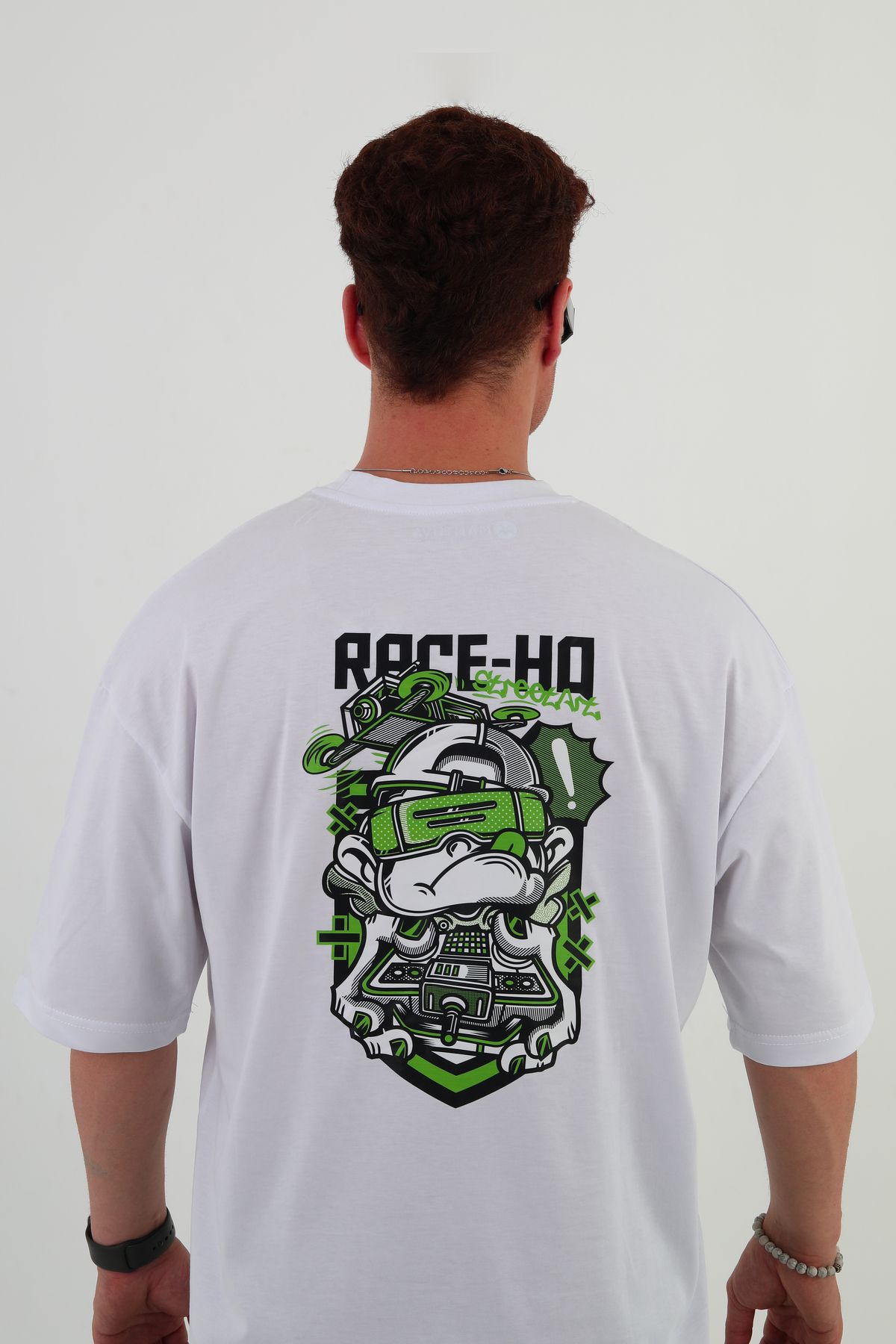 mantova RACE-HO-Oversize Tişört | Sırt Baskılı – Minimal Göğüs Desenli Unisex Tshirt